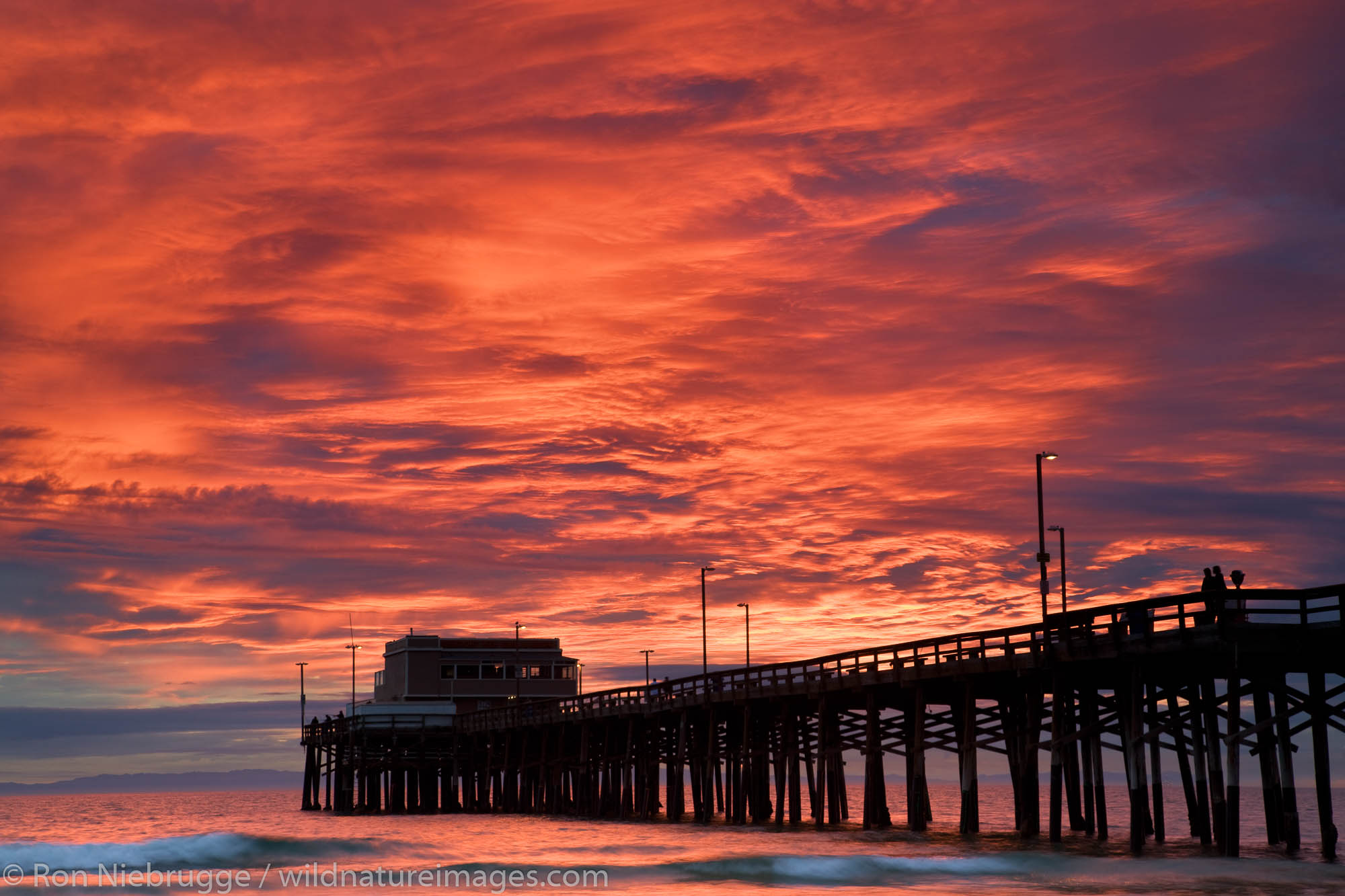 The Newport Pier, Newport Beach at sunset, Orange County, California.