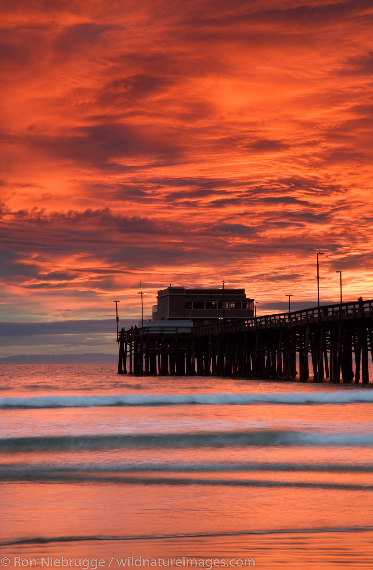 The Newport Pier, Newport Beach at sunset, Orange County, California.