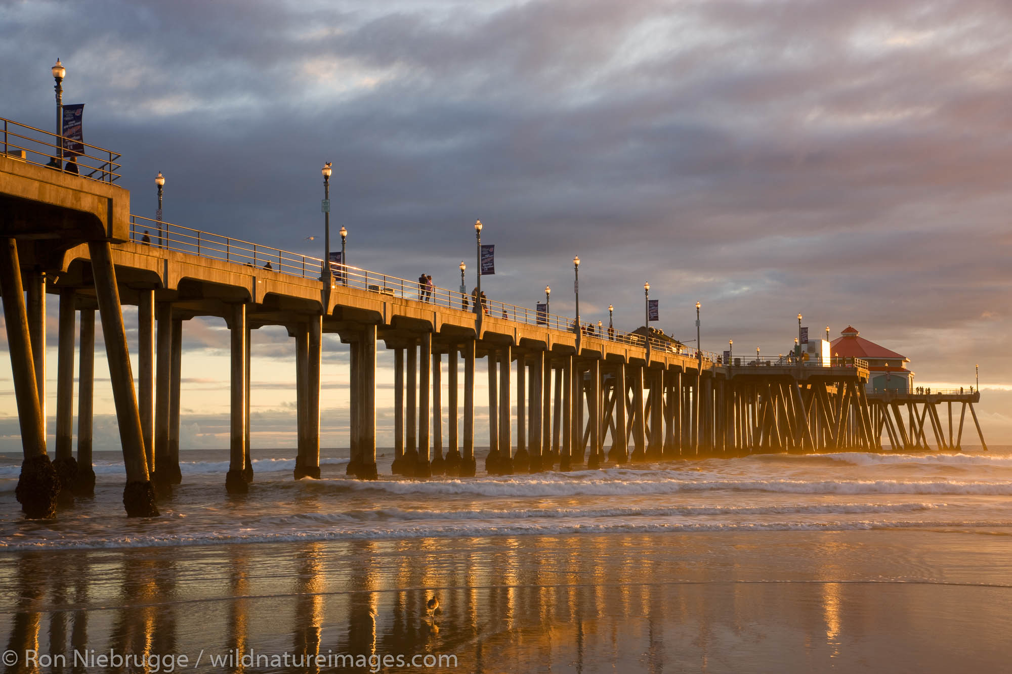 The Huntington Beach Pier, Huntington Beach, Orange County, California.