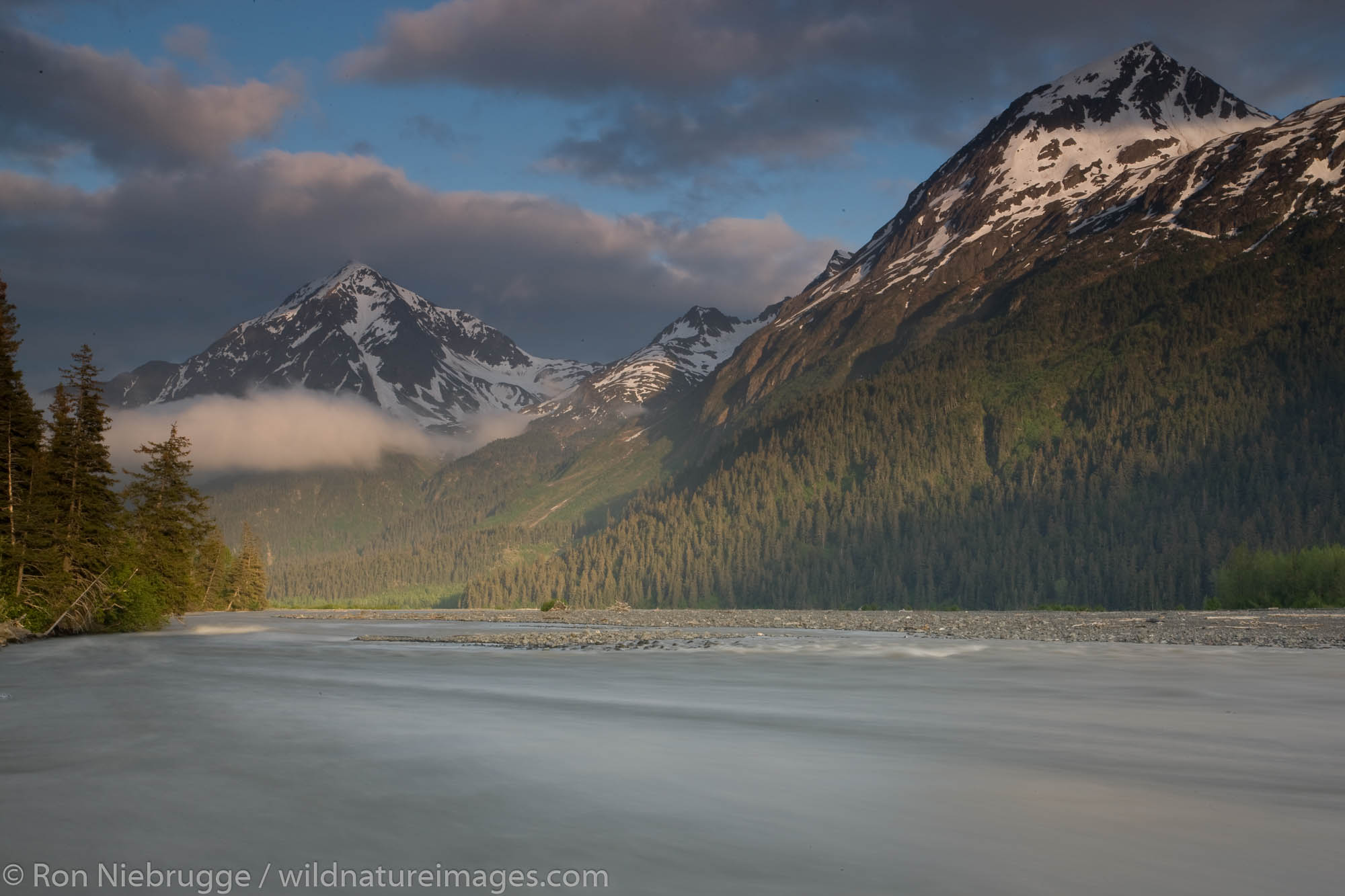 Mount Benson and the Resurrection River, near the border between Kenai Fjords National Park and the Chugach National Forest...