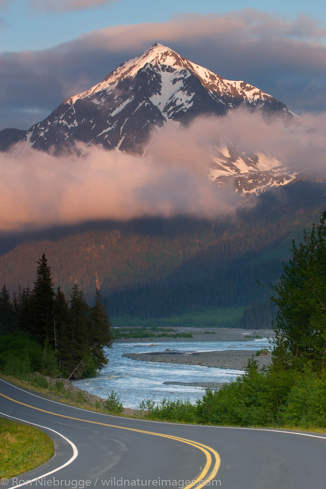 Mount Benson and the Resurrection River, near the border between Kenai Fjords National Park and the Chugach National Forest...