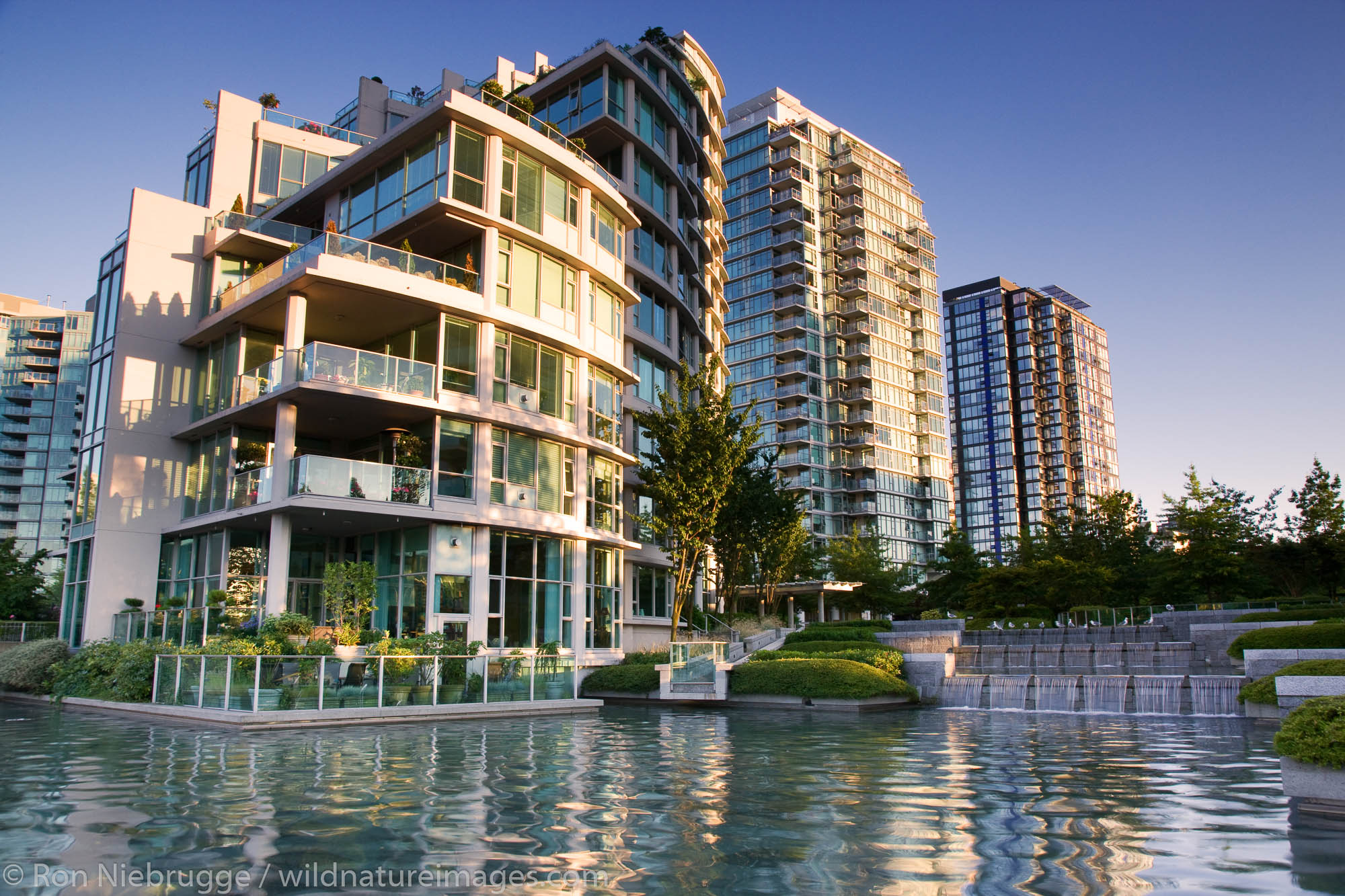 Residential buildings along the waterfront, downtown Vancouver, British Columbia, Canada.