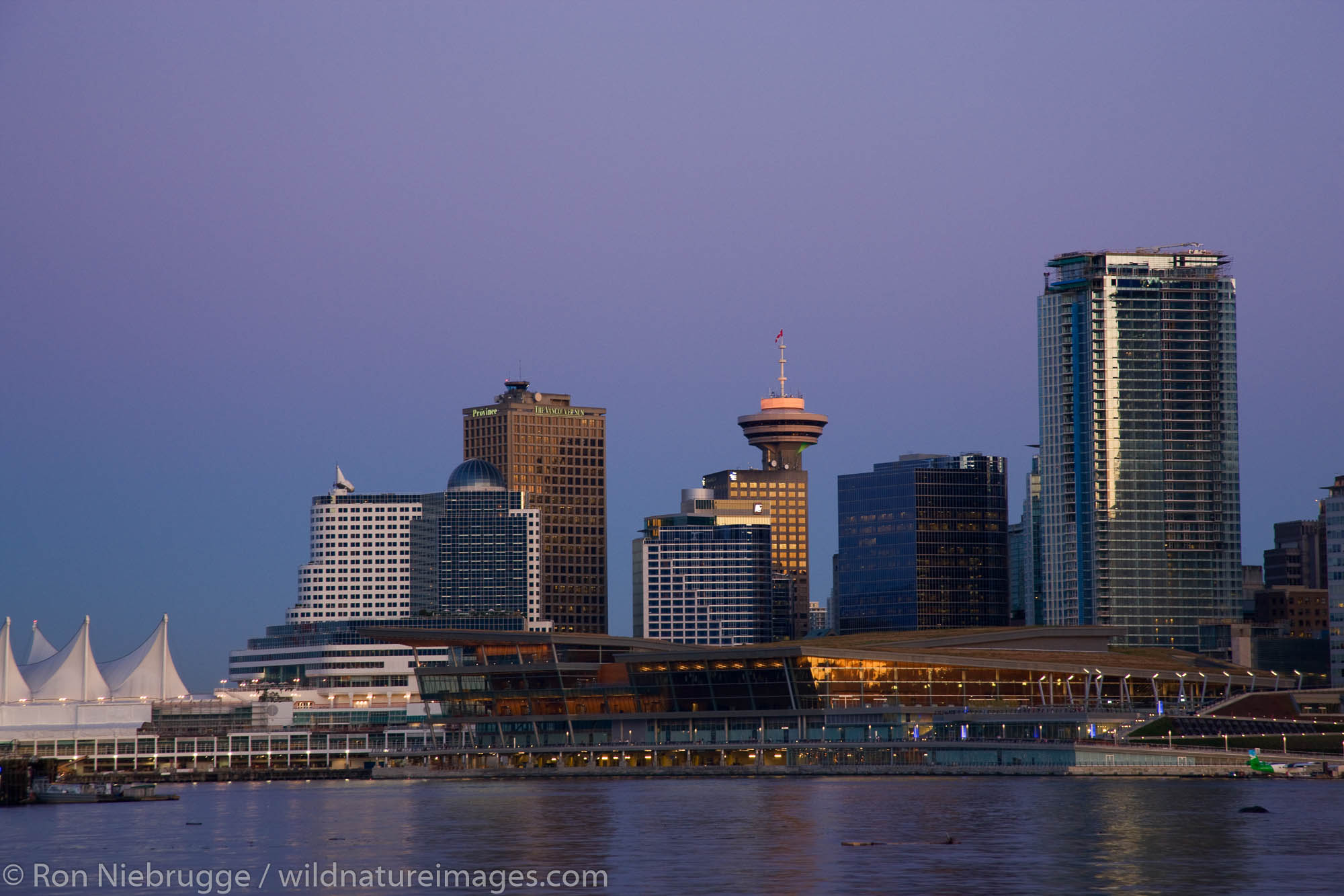 Coal Harbour and downtown Vancouver fron Stanley Park, British Columbia, Canada.