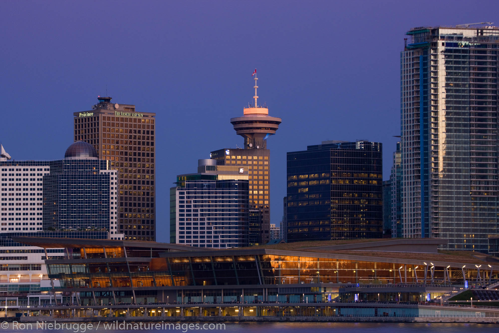 Coal Harbour and downtown Vancouver fron Stanley Park, British Columbia, Canada.