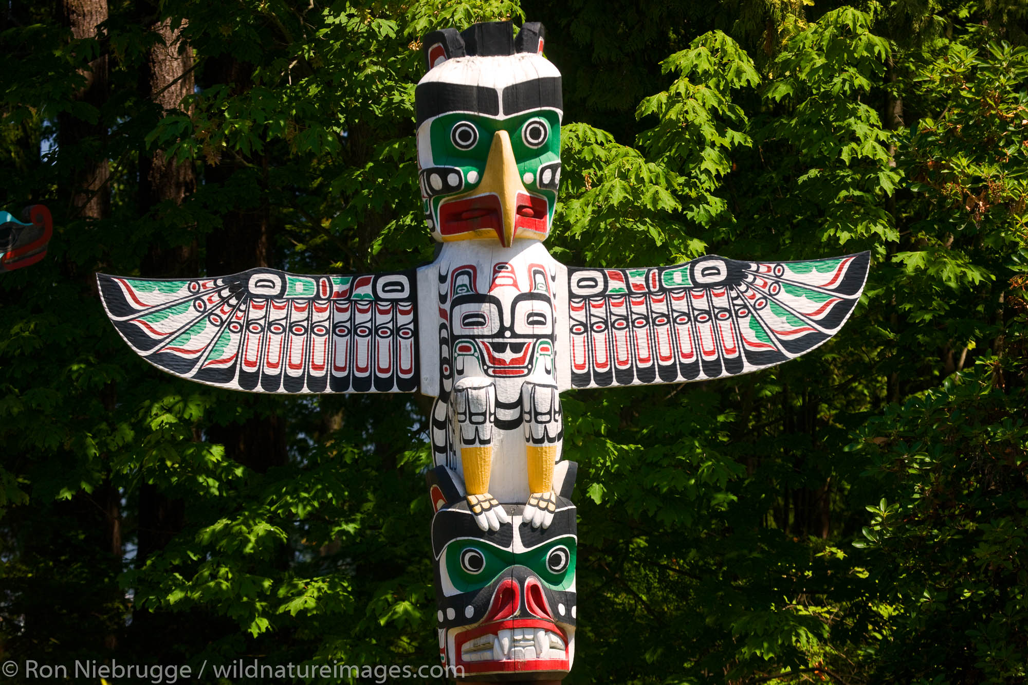 Totem Poles in Stanley Park, Vancouver, British Columbia, Canada.