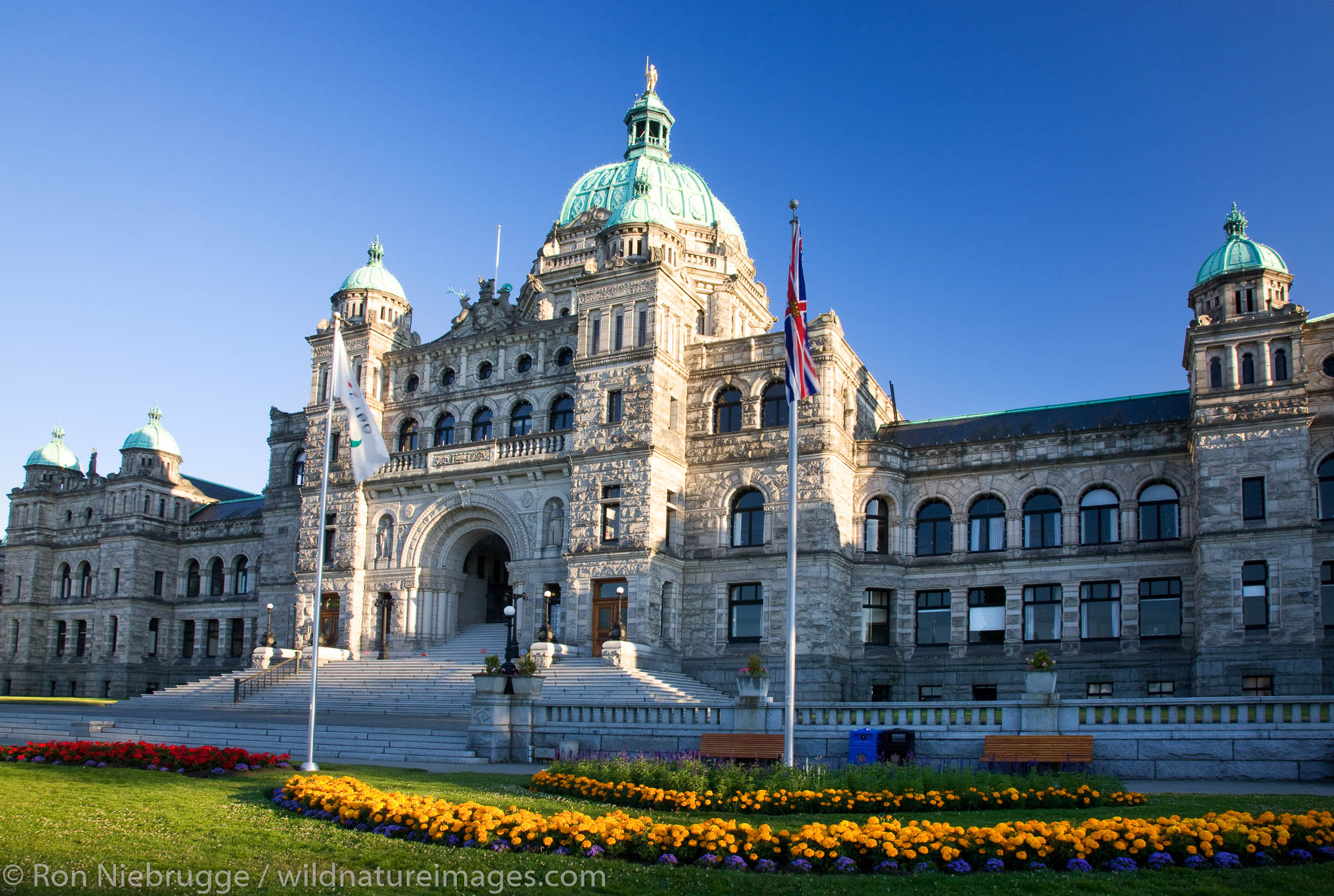 The Legislative or Parliament Buildings located on the Inner Harbour, Victoria, Vancouver Island, British Columbia, Canada.