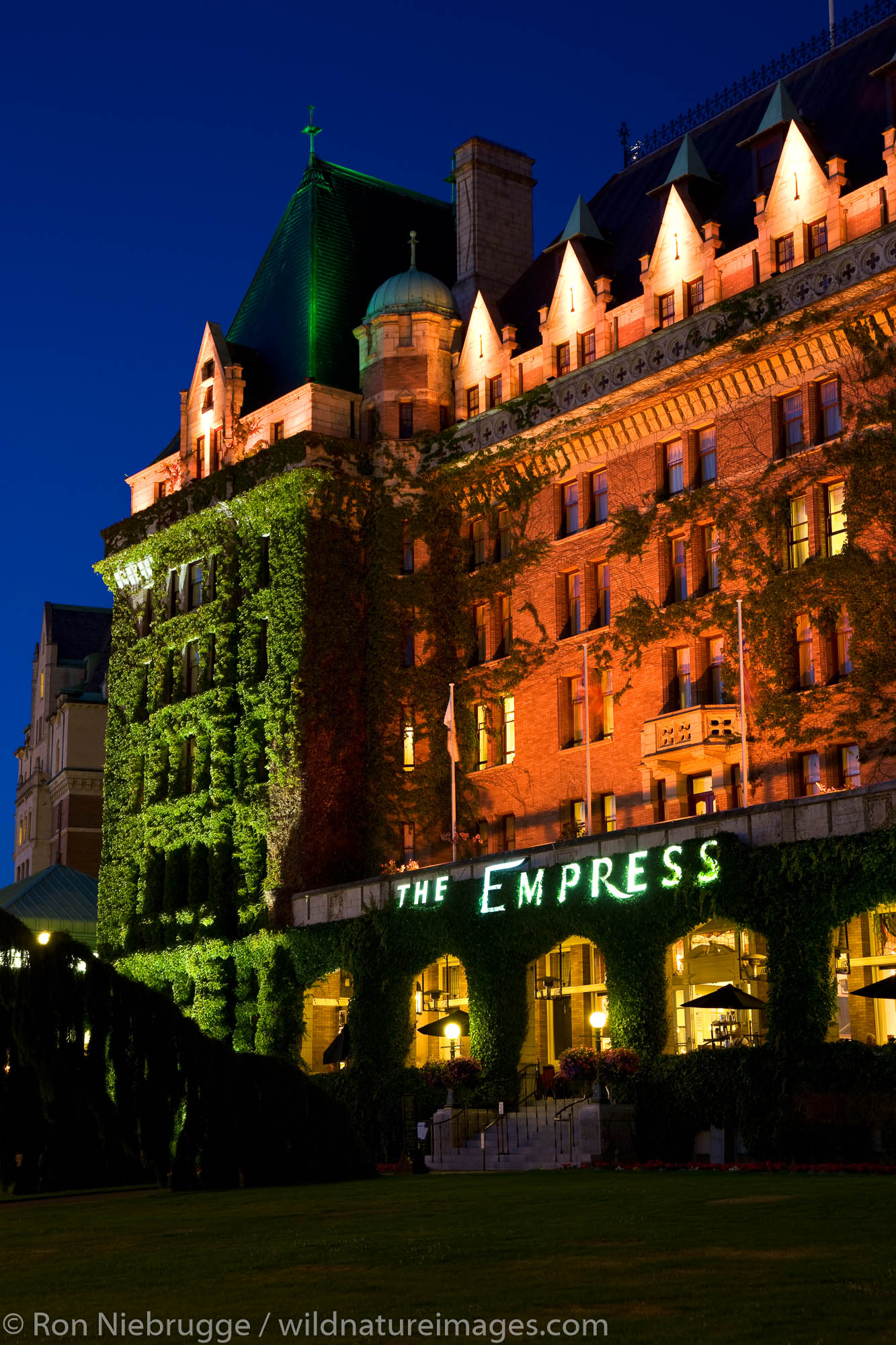 The historic Empress Hotel located on the Inner Harbour, Victoria, Vancouver Island, British Columbia, Canada.