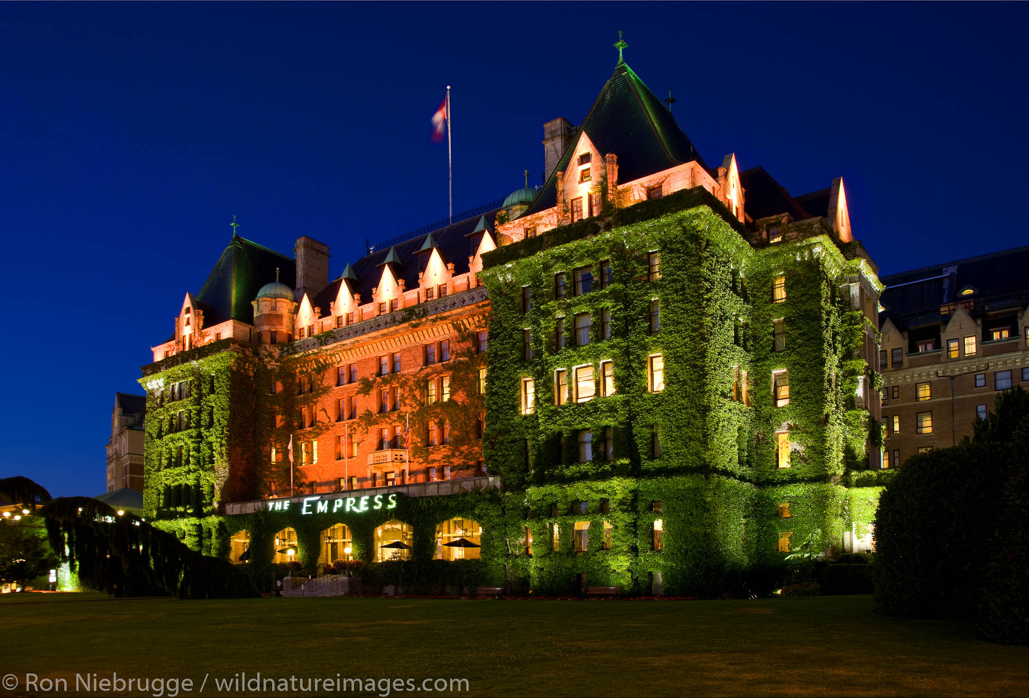The historic Empress Hotel located on the Inner Harbour, Victoria, Vancouver Island, British Columbia, Canada.