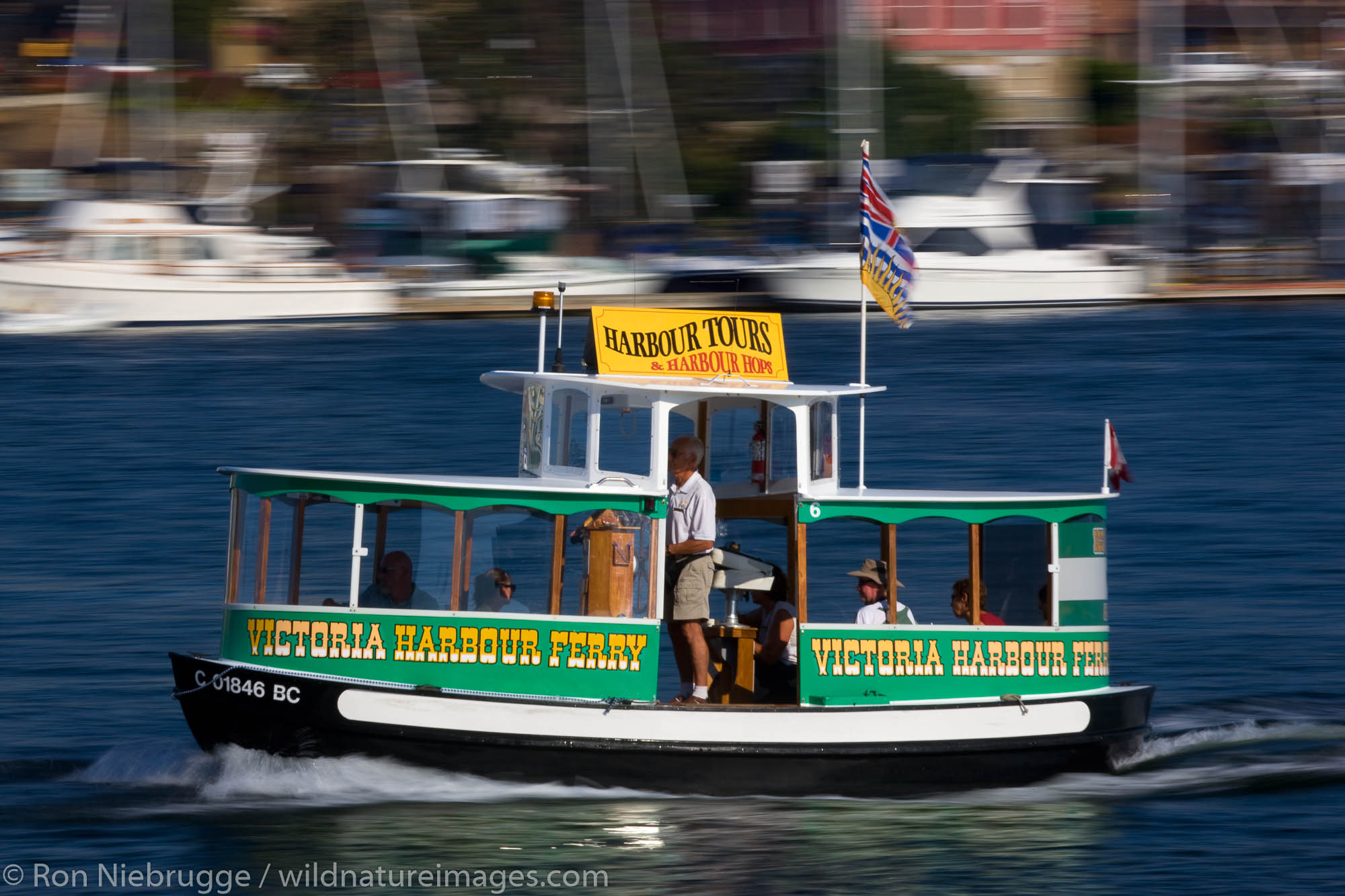 Victoria Harbour Ferry boat from Songhees Viewpoint, Inner Harbour, Victoria, Vancouver Island, British Columbia, Canada.