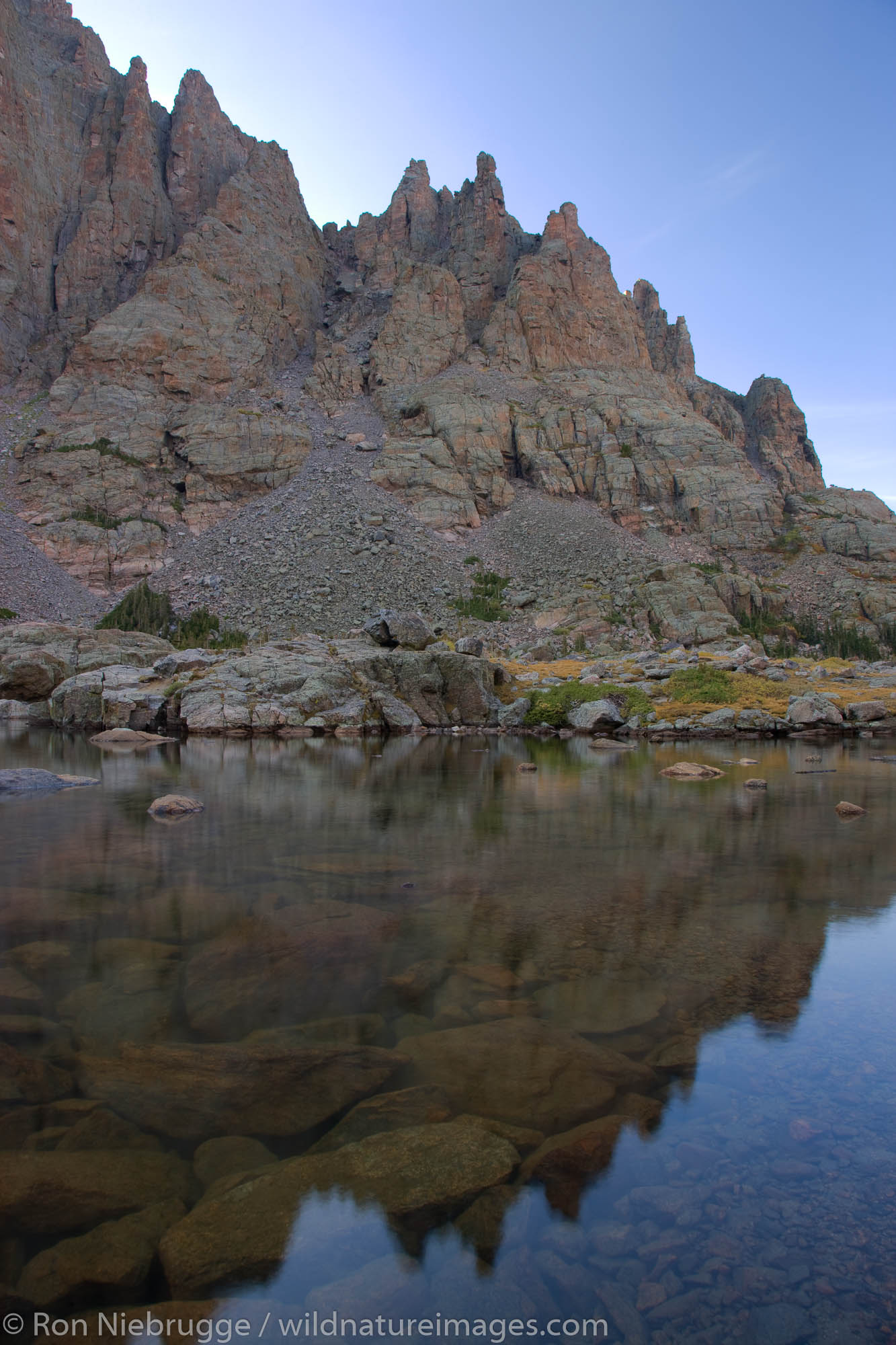 Sky Pond and Sharktooth peaks, Rocky Mountain National Park, Colorado.