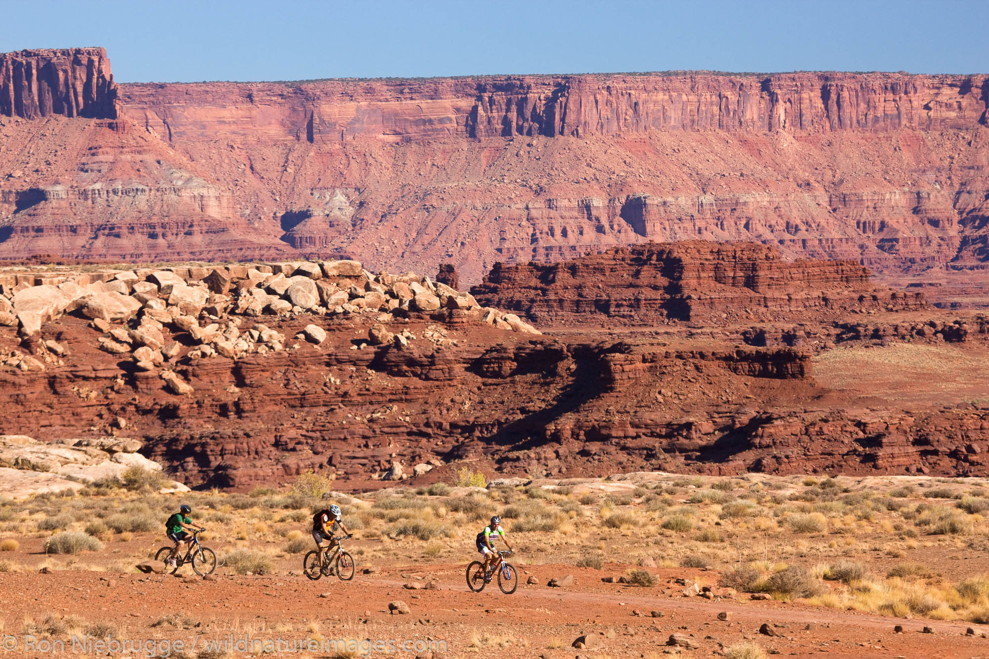Mountain biking on the White Rim Trail, Island in the Sky District, Canyonlands National Park, near Moab, Utah.