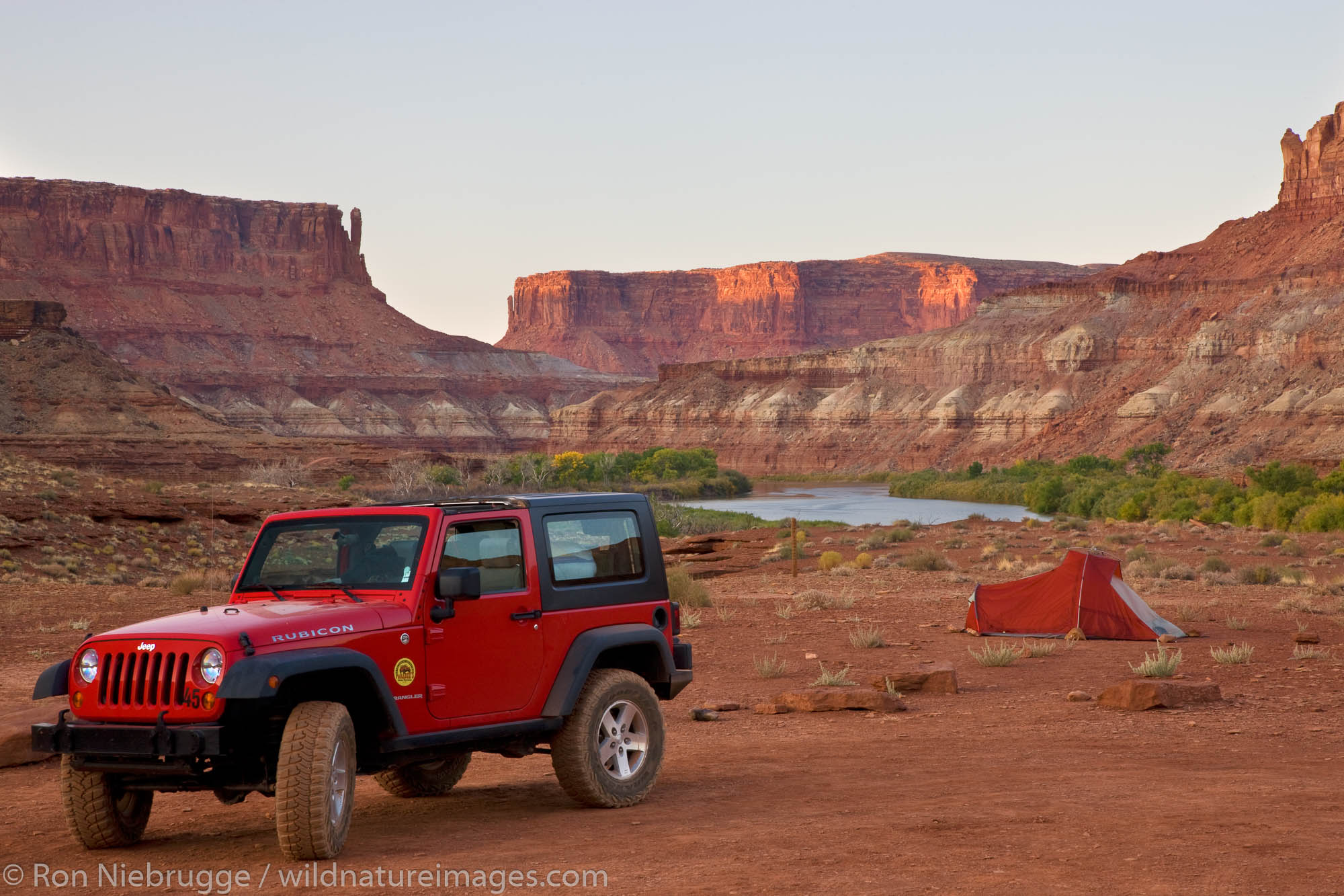 The Green River and the Labyrinth Campground site A, along the White Rim Trail, Island in the Sky District, Canyonlands National...