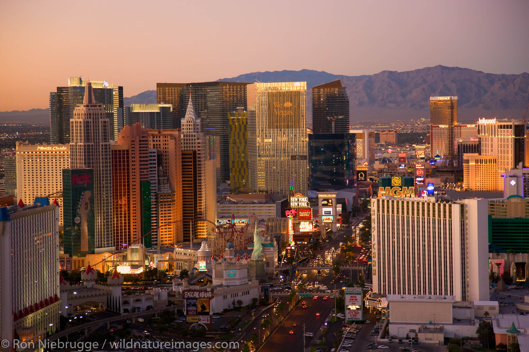Aerial view of the Strip, Las Vegas, Nevada.
