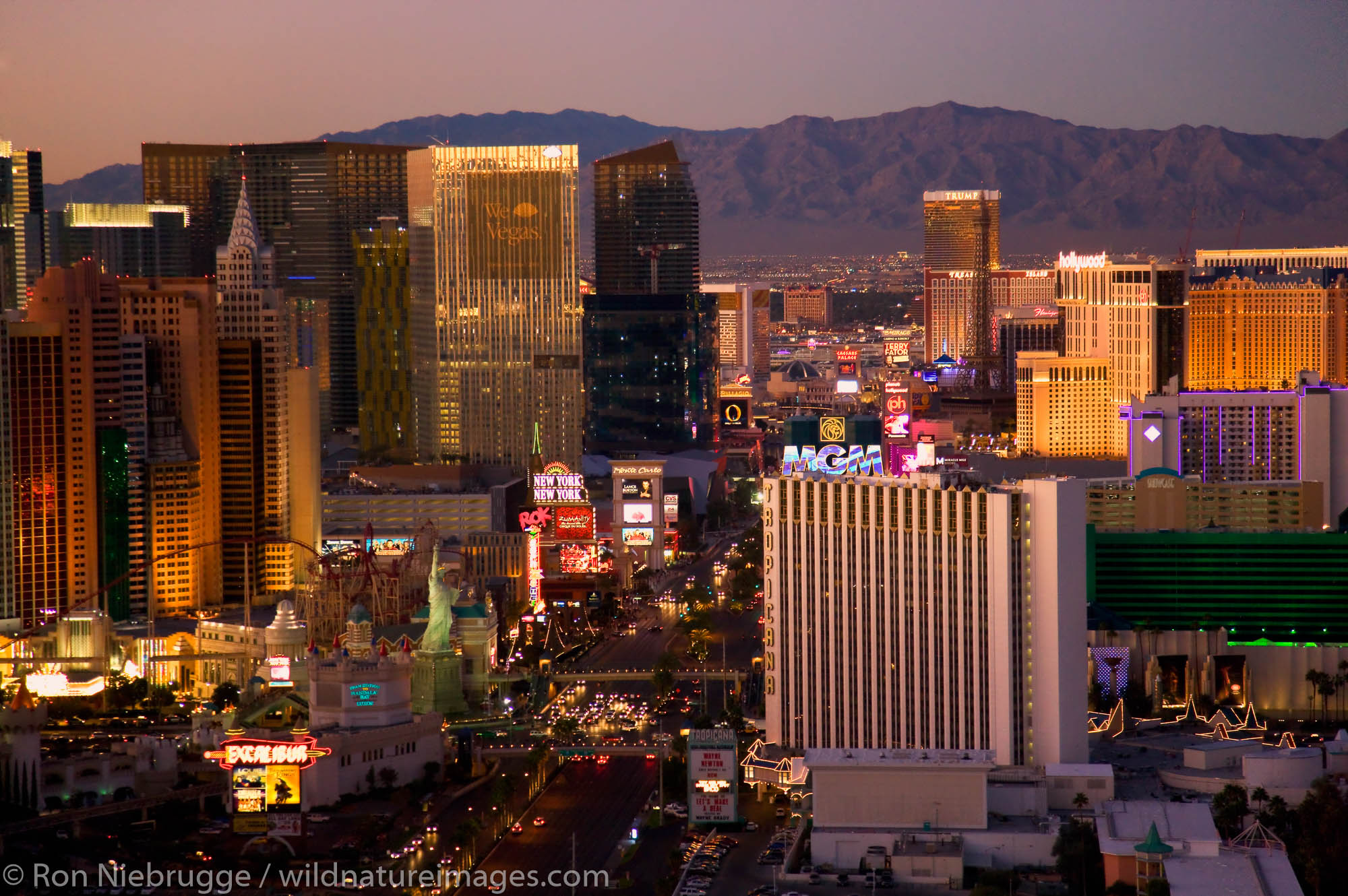 Aerial view of the Strip, Las Vegas, Nevada.