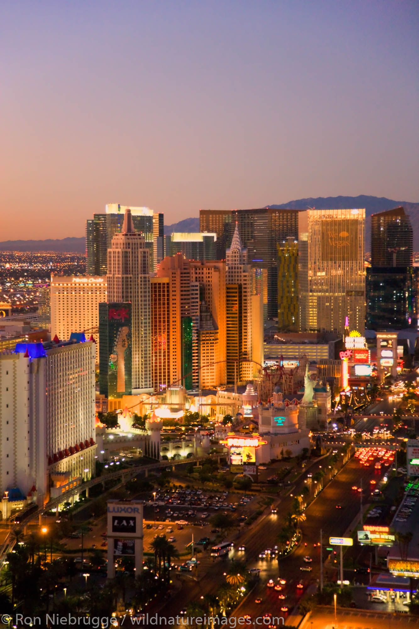 Aerial view of the Strip, Las Vegas, Nevada.