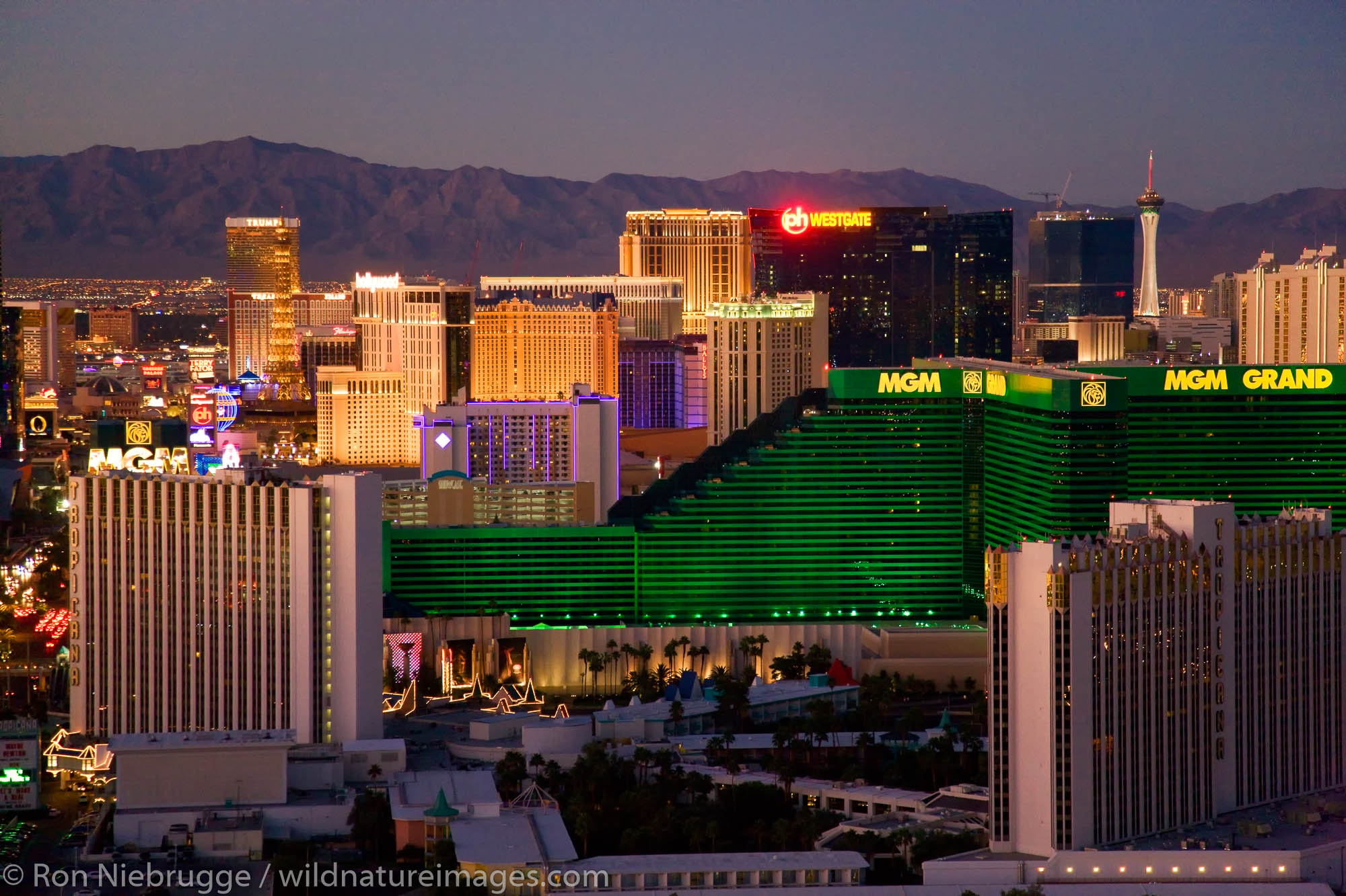 Aerial view of the Strip, Las Vegas, Nevada.