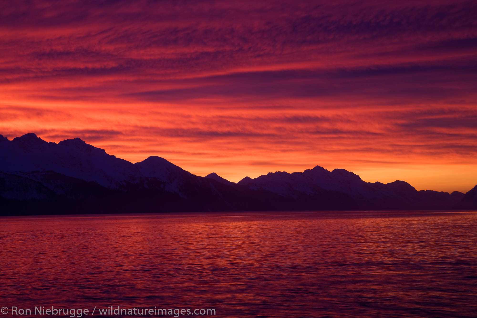 Sunrise over Resurrection Bay, Seward, Alaska.