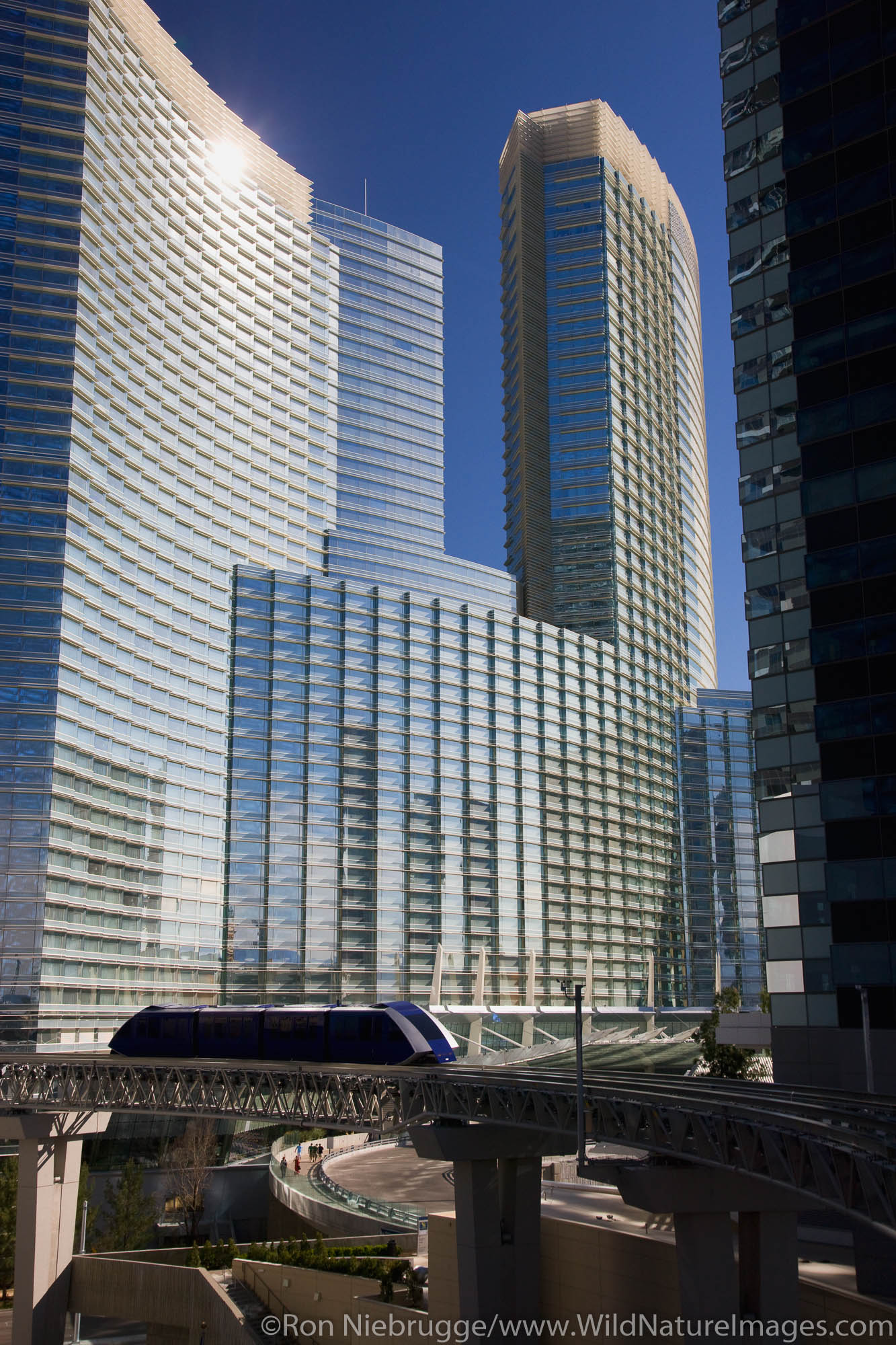 Tram with the Aria in the background, City Center, Las Vegas, Nevada.