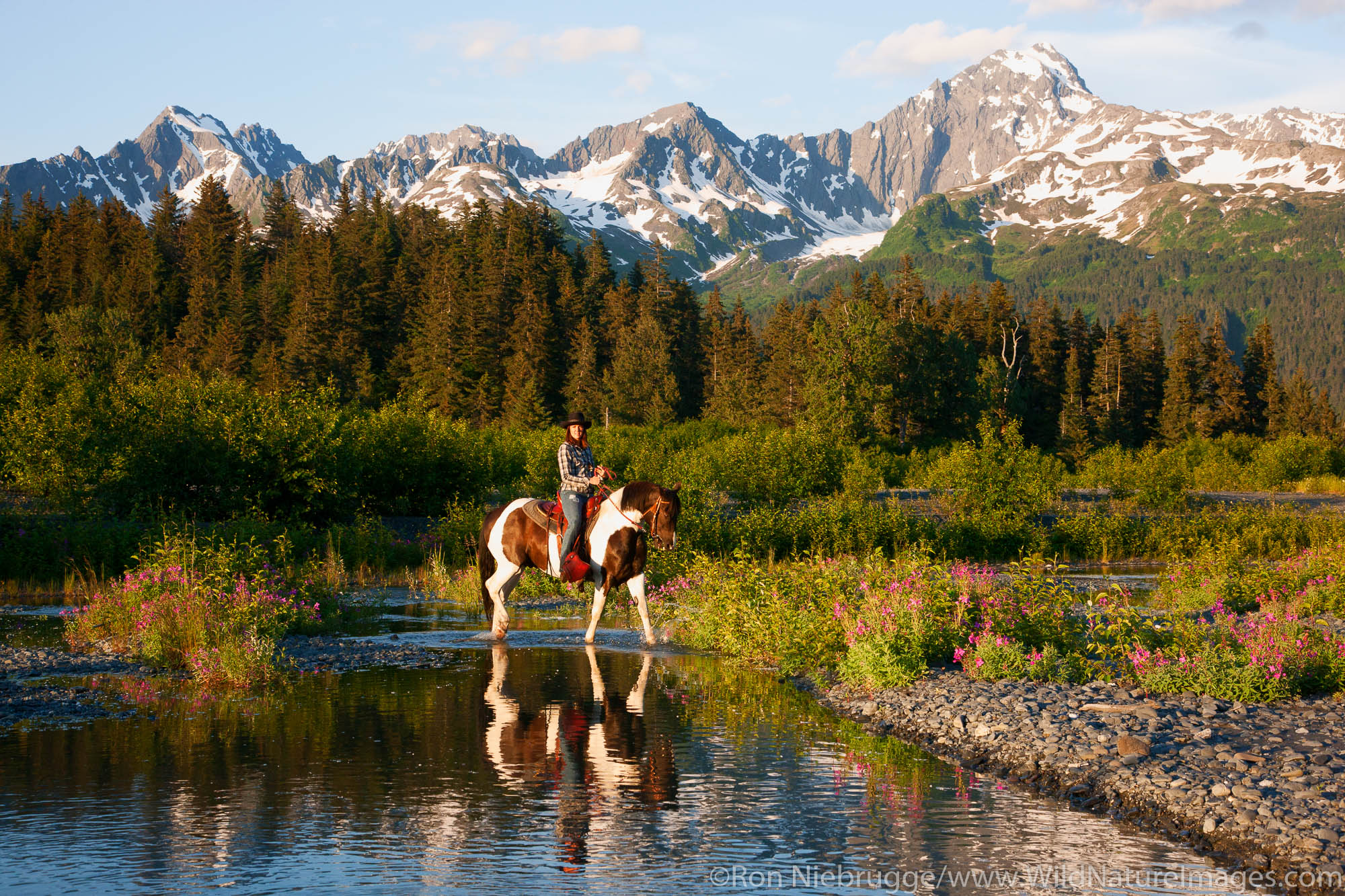 Breanna Bardarson horseback riding near Resurrection Bay, Seward, Alaska.