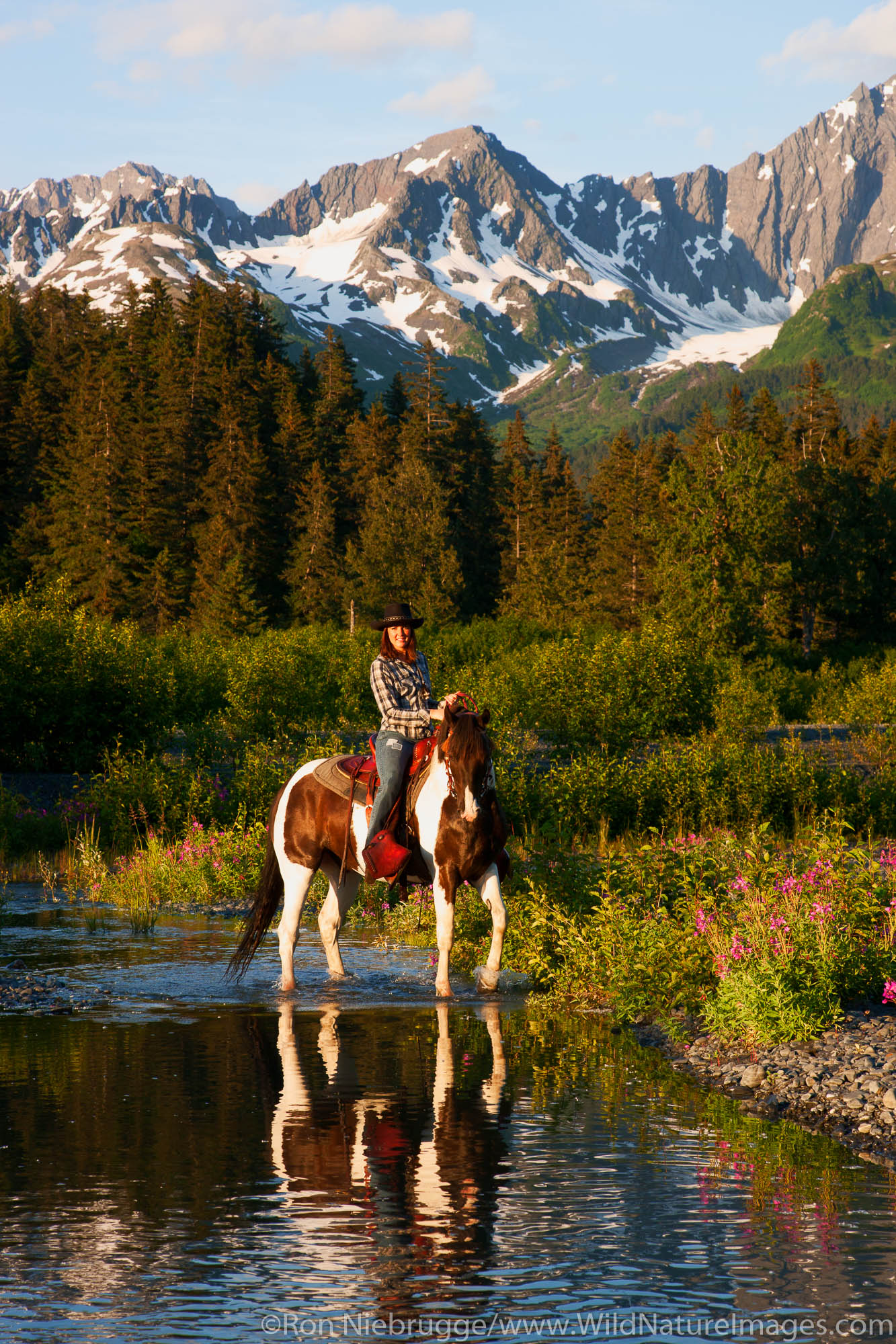 Breanna Bardarson horseback riding near Resurrection Bay, Seward, Alaska.