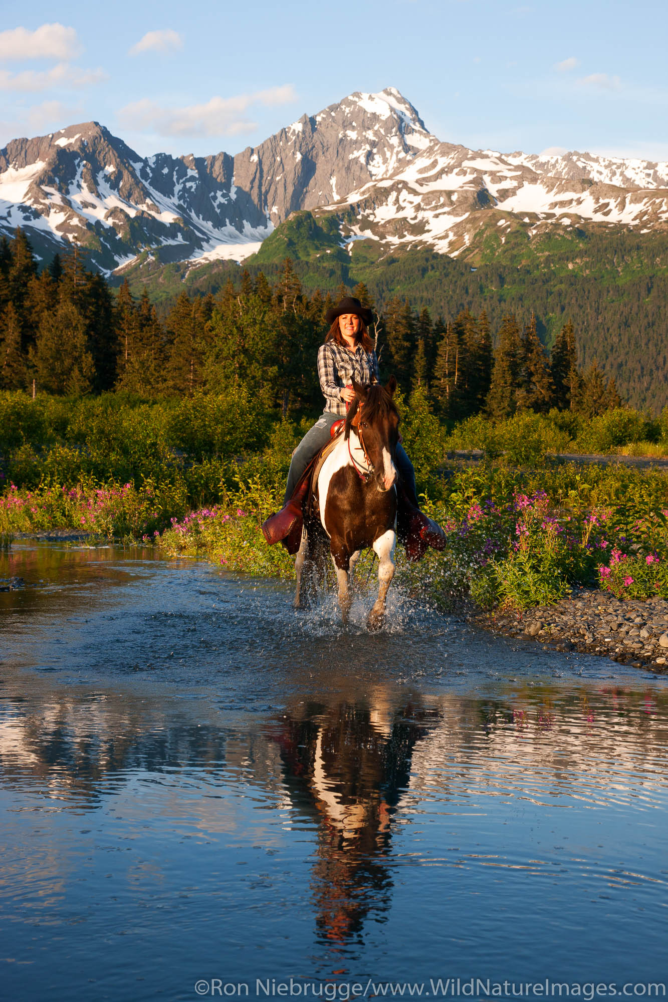 Breanna Bardarson horseback riding near Resurrection Bay, Seward, Alaska.