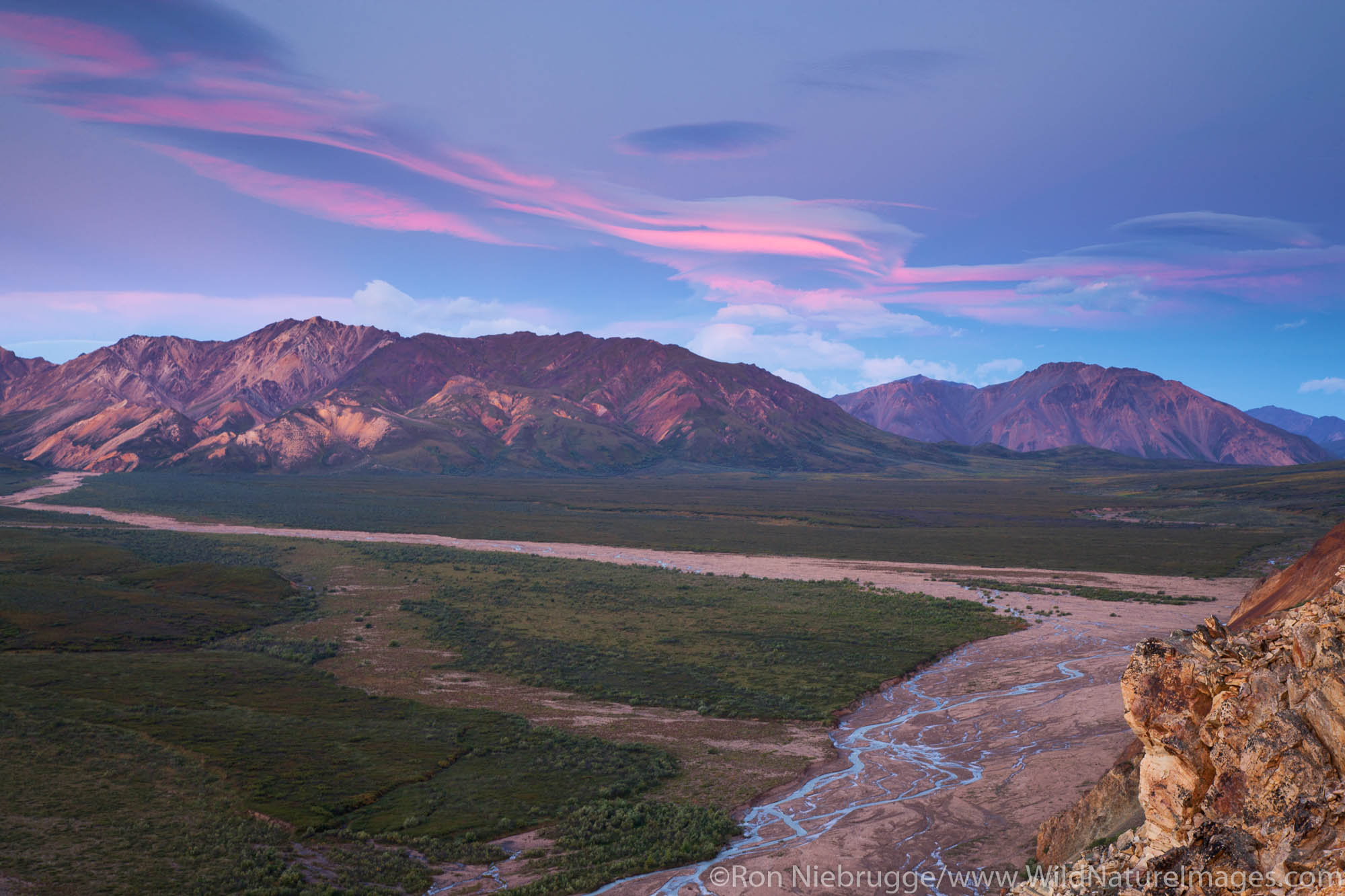 Sunrise on Polychrome Pass, Denali National Park, Alaska.