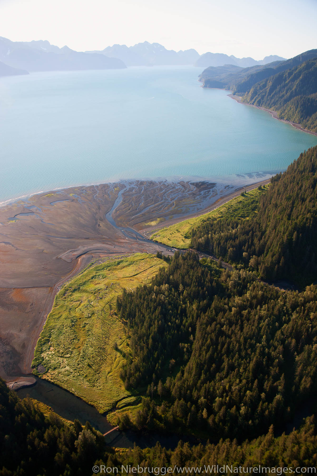 Aerial of Tonsina, Resurrection Bay, Alaska.