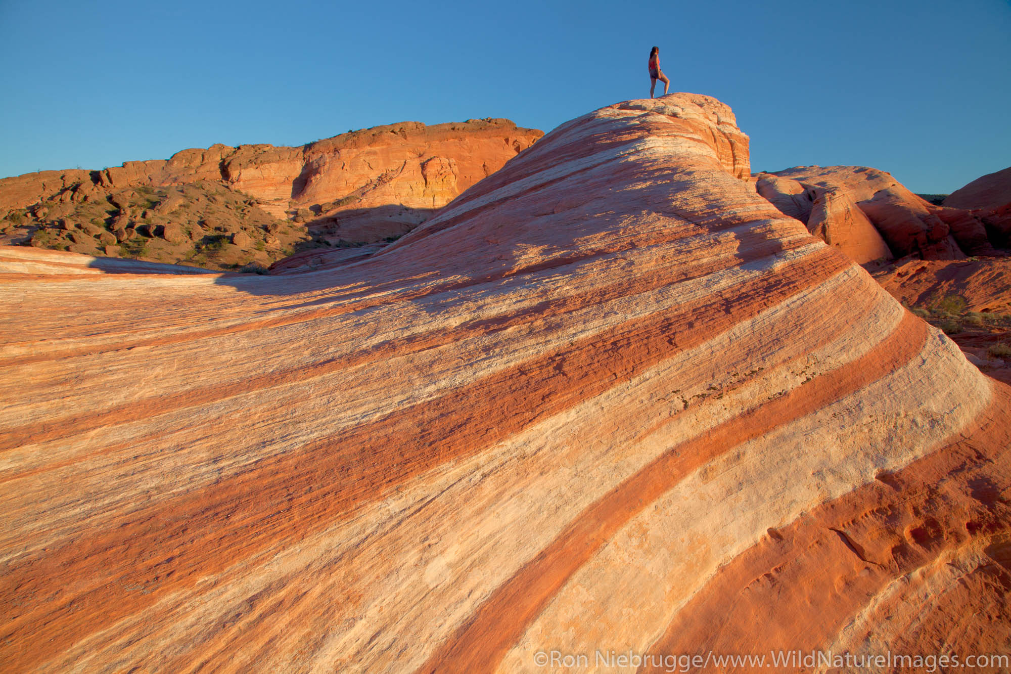 Hiker in Valley of Fire State Park, Mojave Desert, Nevada (model released)