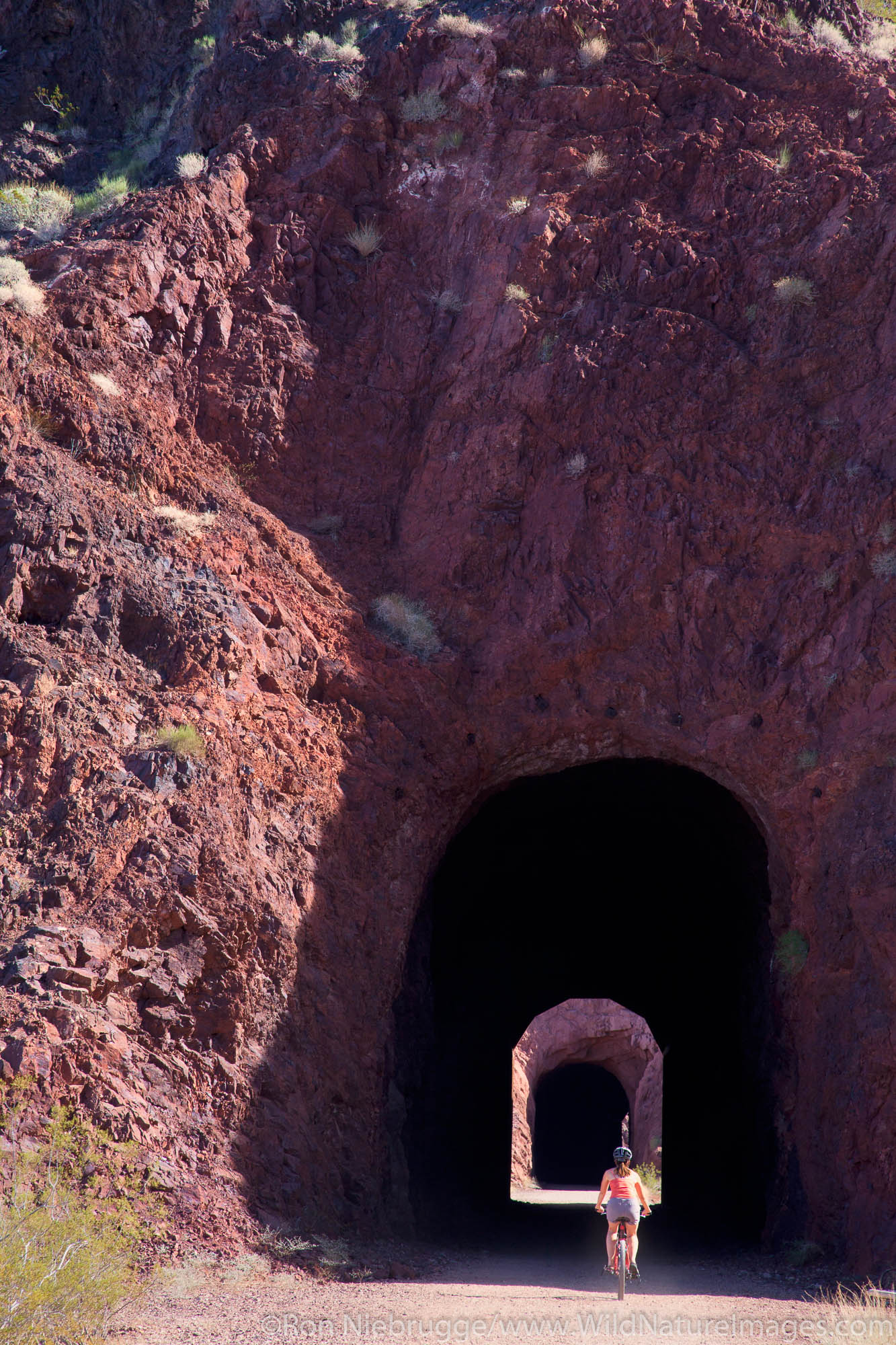 Biking on the Railroad Tunnel Trail, Lake Mead National Recreation Area, Nevada (model released)