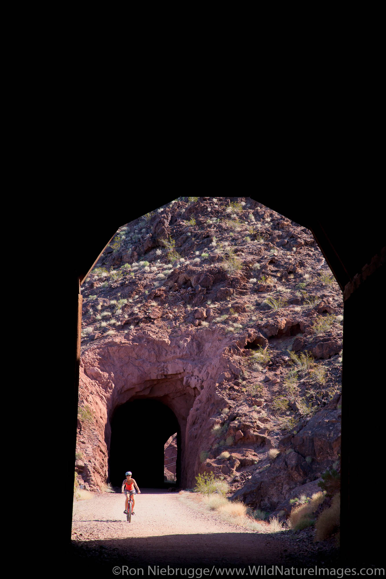 Biking  the  Railroad Tunnel Trail, Lake Mead National Recreation Area, Nevada (model released)