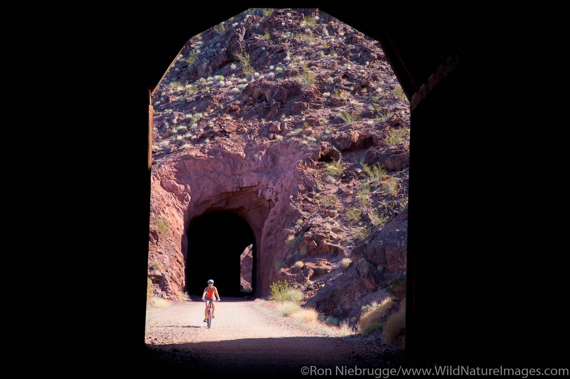 Biking  the  Railroad Tunnel Trail, Lake Mead National Recreation Area, Nevada (model released)