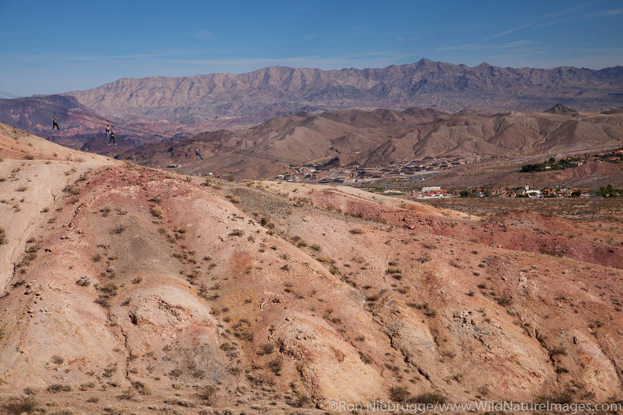 Visitors zip-lline at Bootleg Canyon, Boulder City, Nevada