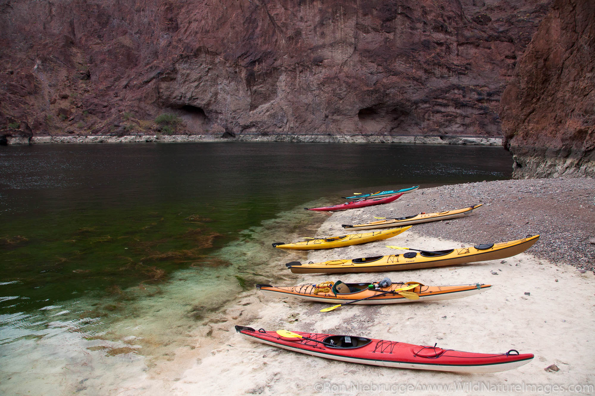 Kayaking in Black Canyon area of the Colorado River, Mojave Desert.