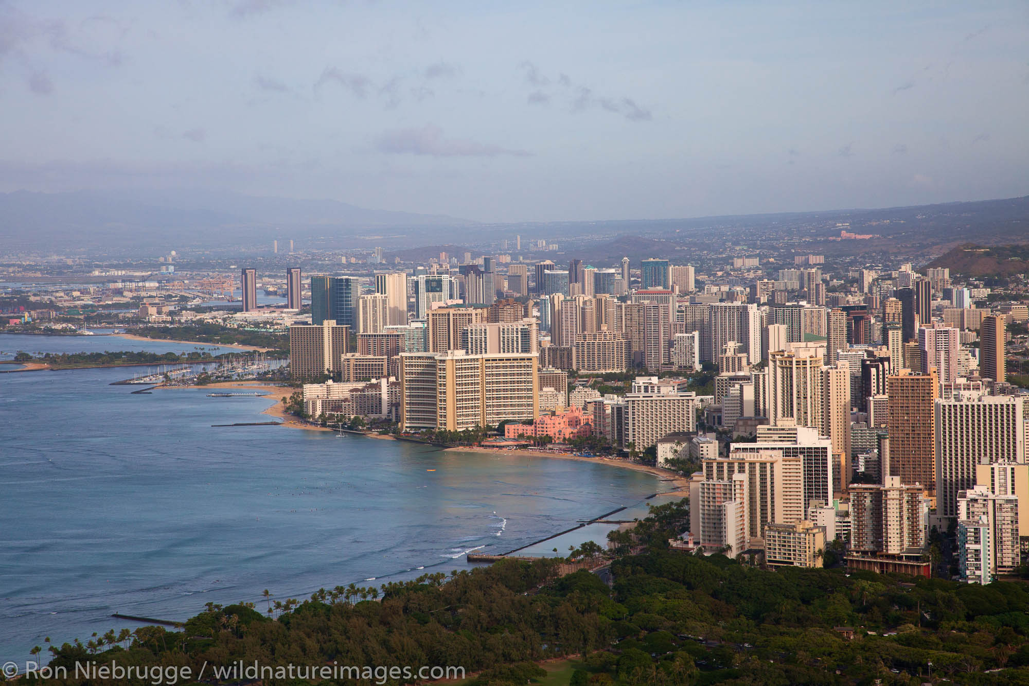 View from Diamond Head Crater, Waikiki, Honolulu, Hawaii.