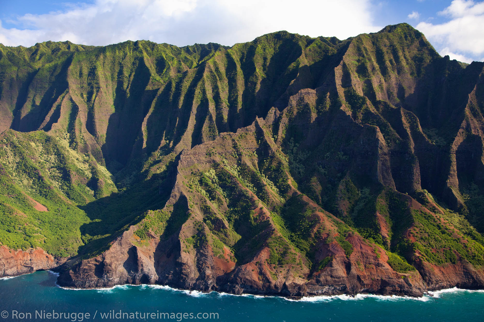 Aerial of Na Pali Coast, Kauai, Hawaii.