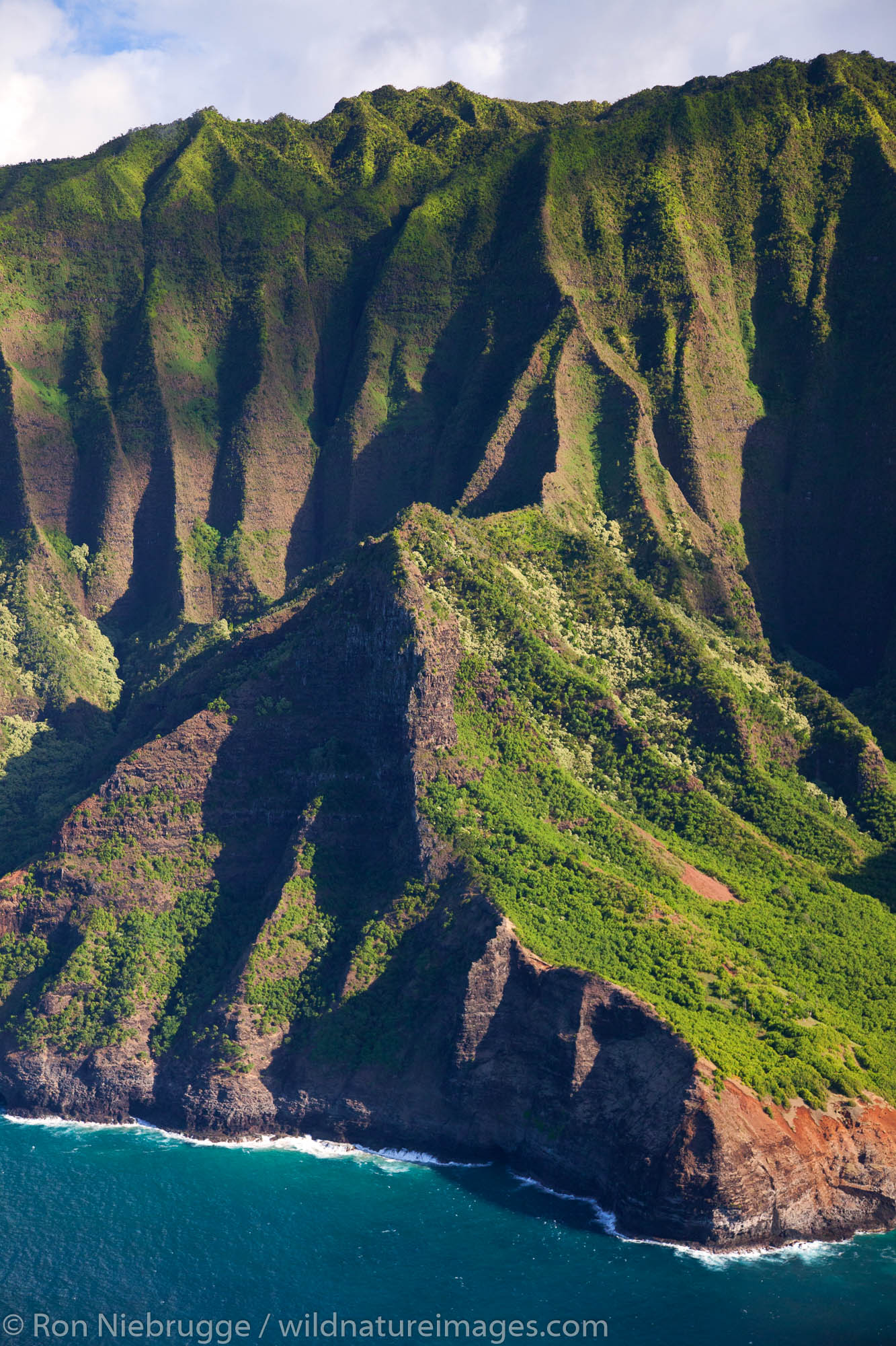 Aerial of Na Pali Coast, Kauai, Hawaii.