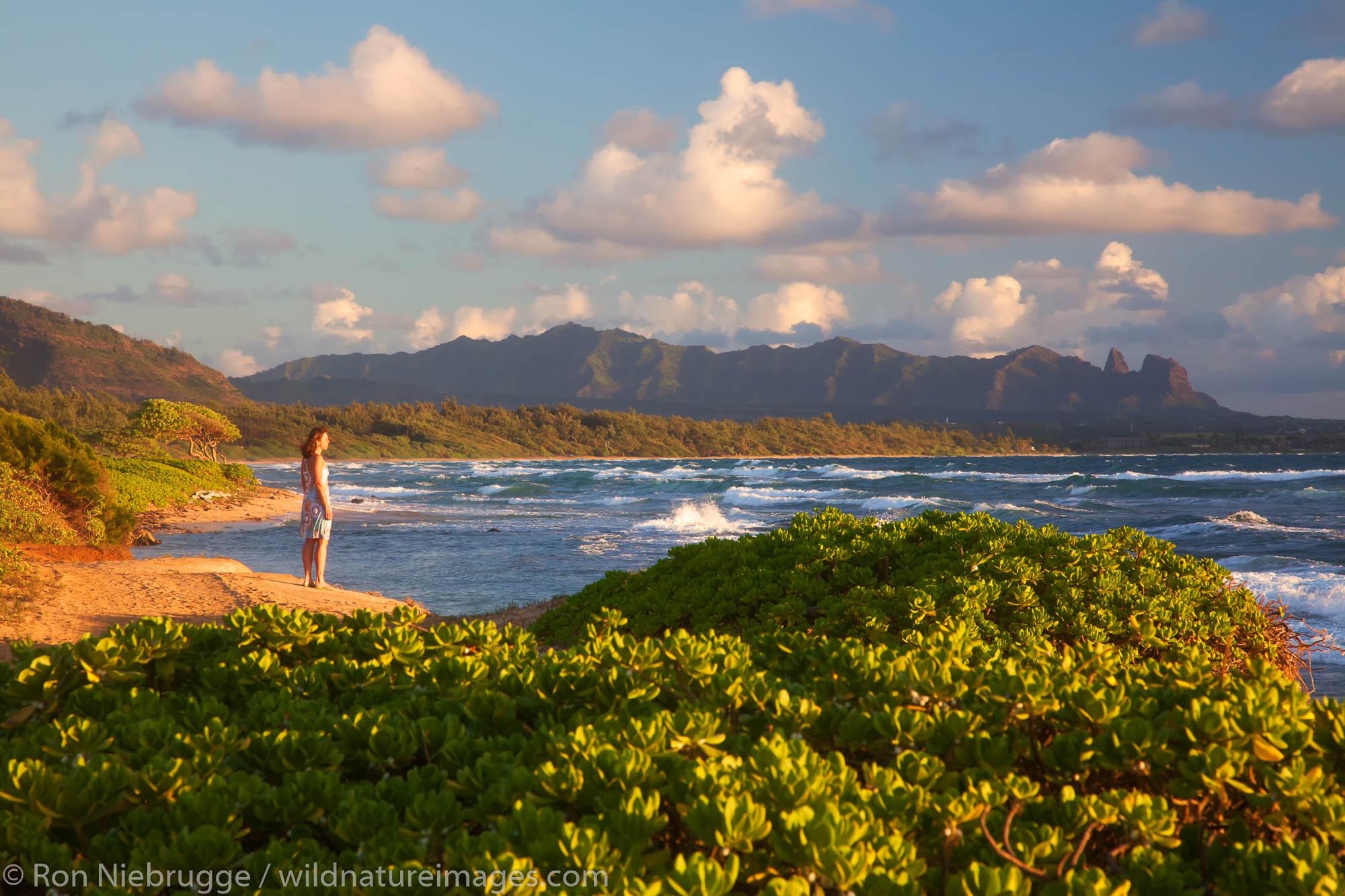 A visitor on Nukoli'i Beach, also known as Kitchens Beach,  Kauai, Hawaii. (model released)
