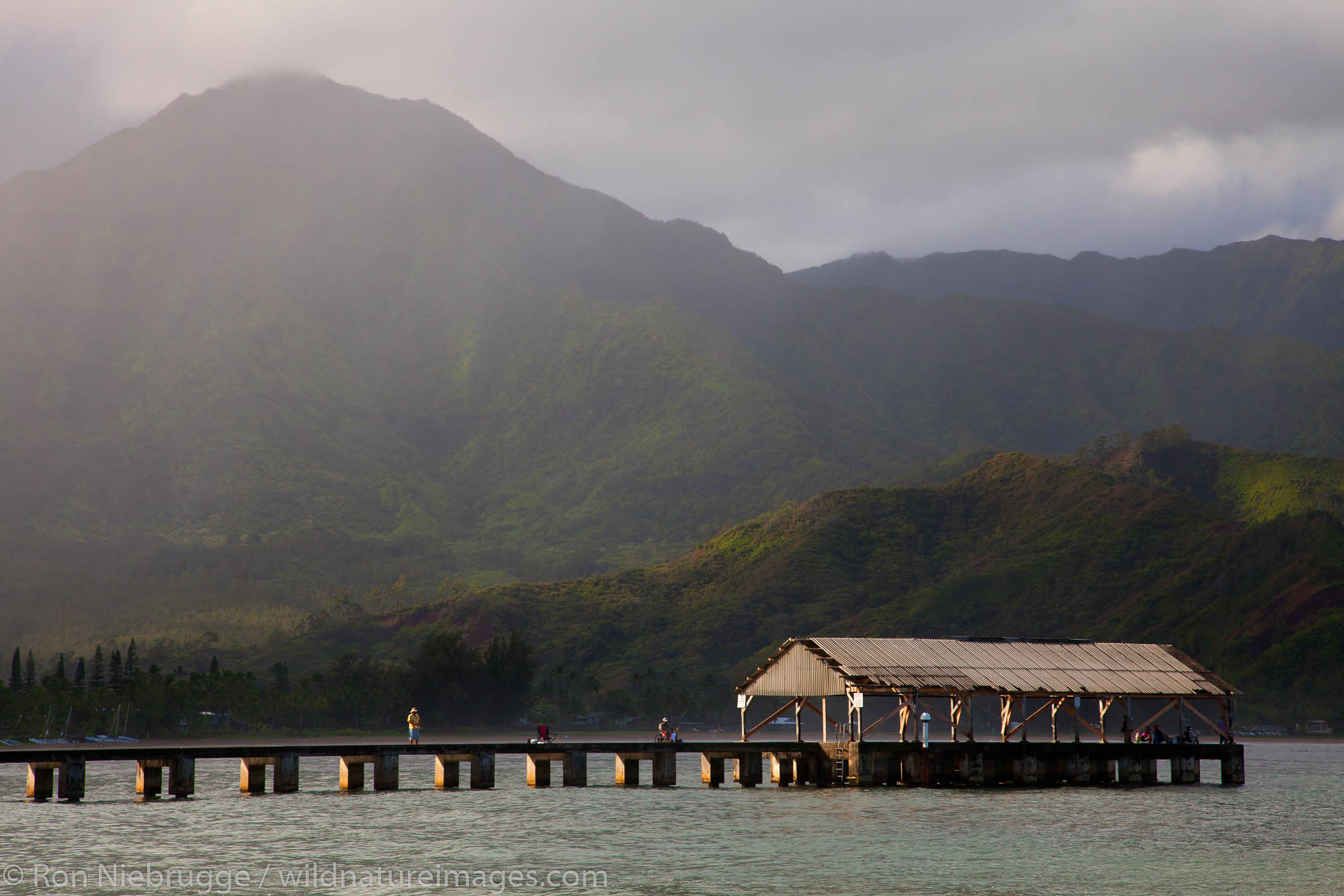 Pier at Black Pot Beach, Hanalei Bay, Kauai, Hawaii.
