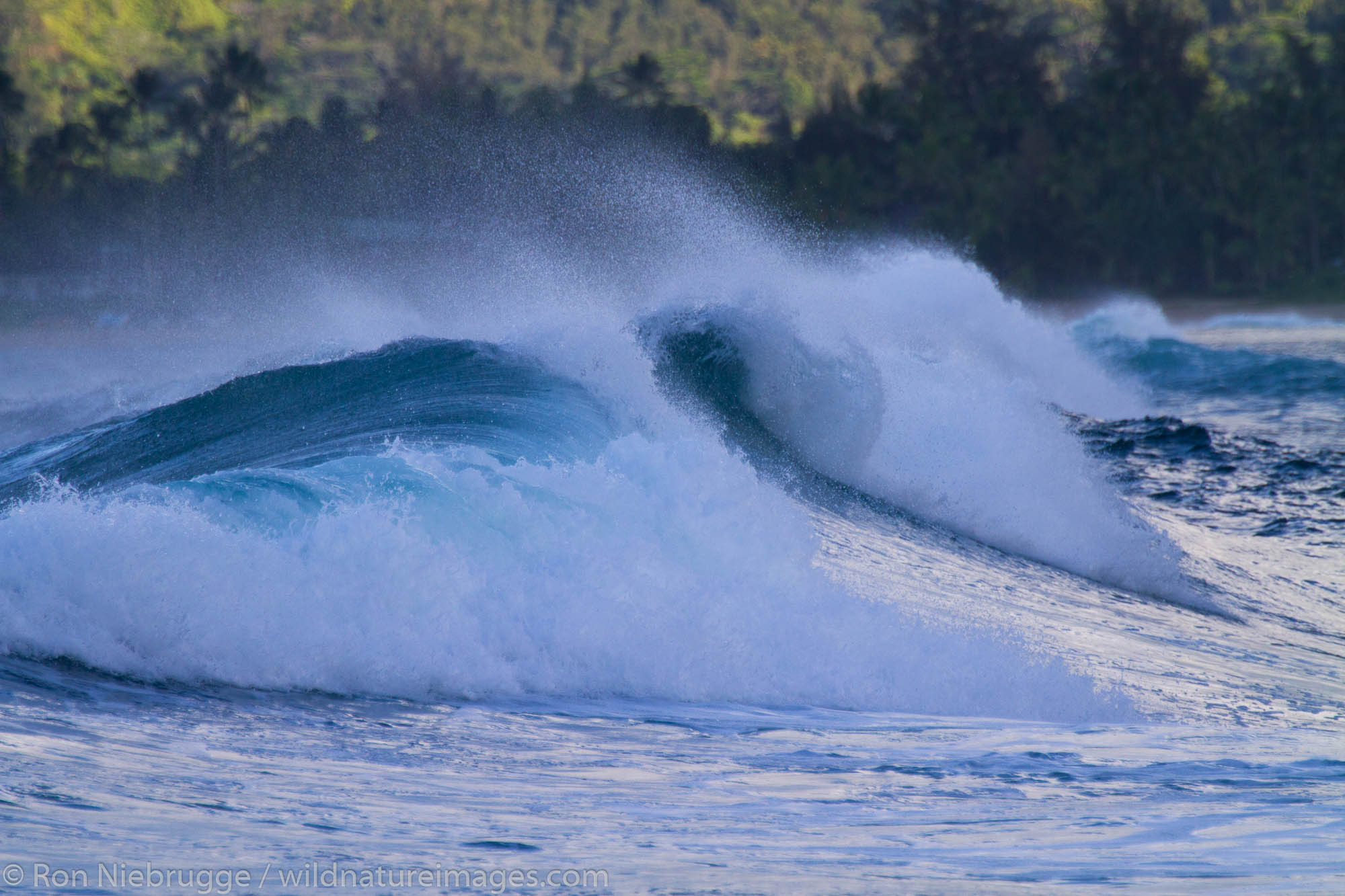 Waves at Hanalei Bay, Kauai, Hawaii.