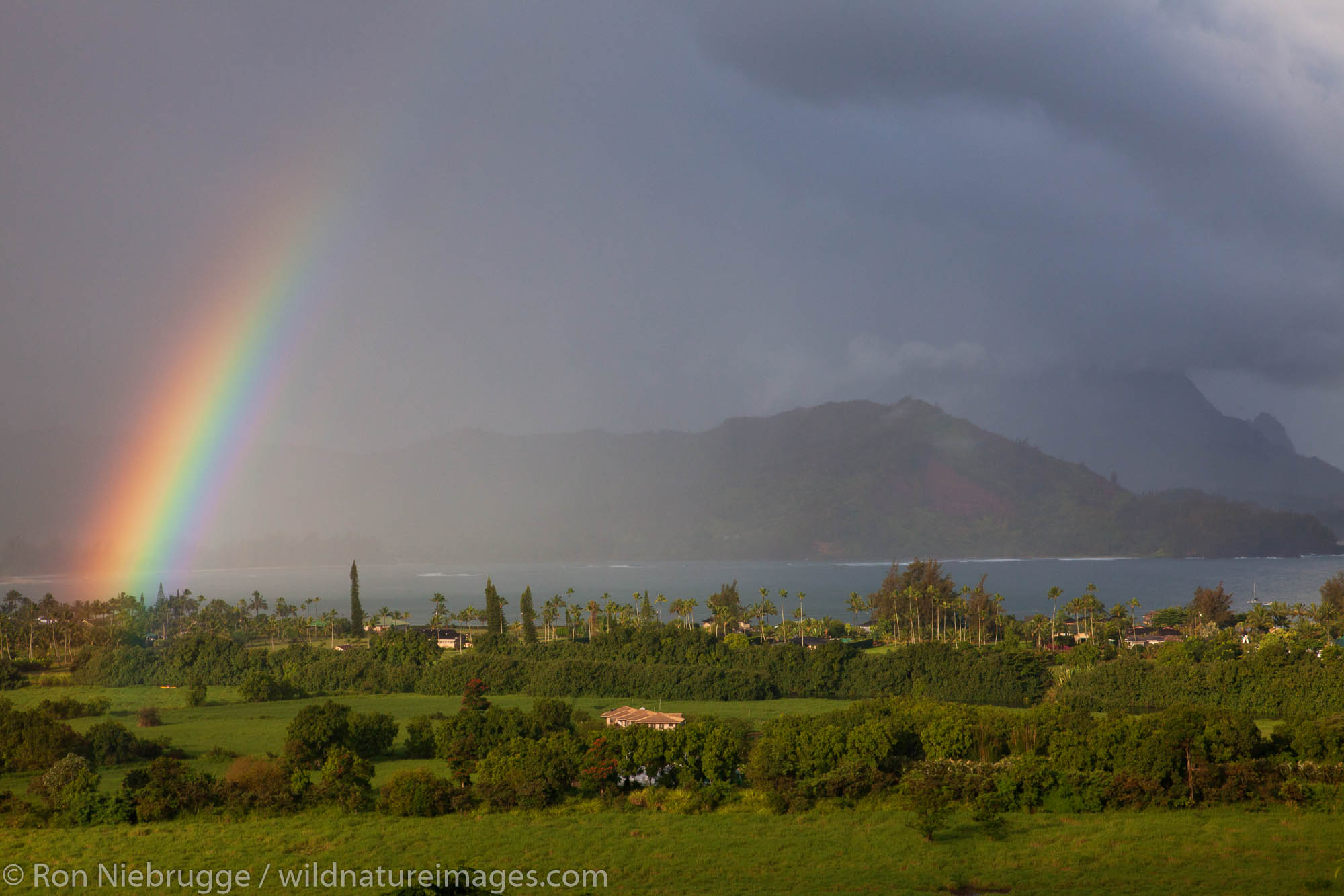 Rainbow over Hanalei Bay, Kauai, Hawaii.