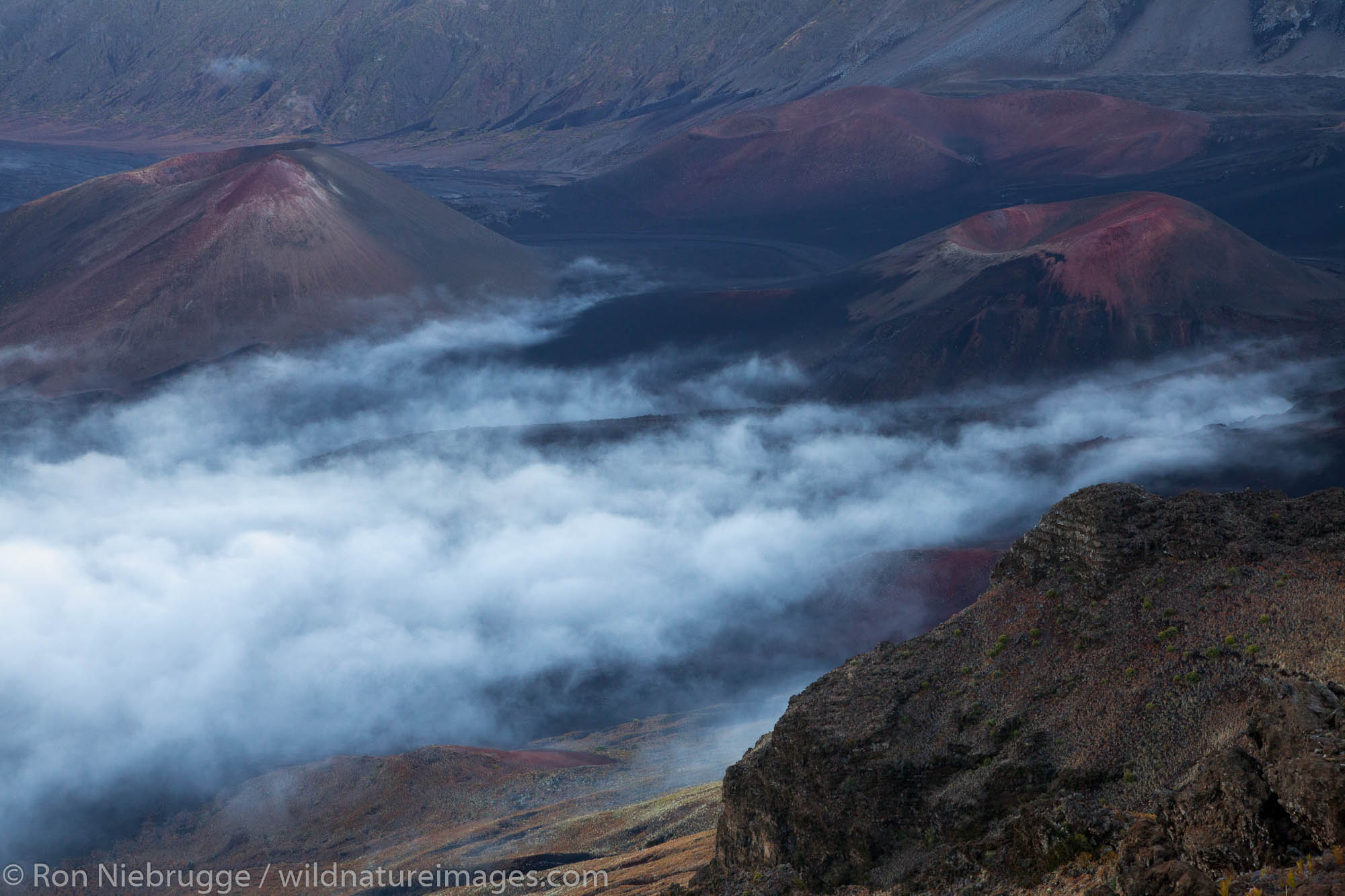 Sunset from near the top of Haleakala, Haleakala National Park, Maui, Hawaii.