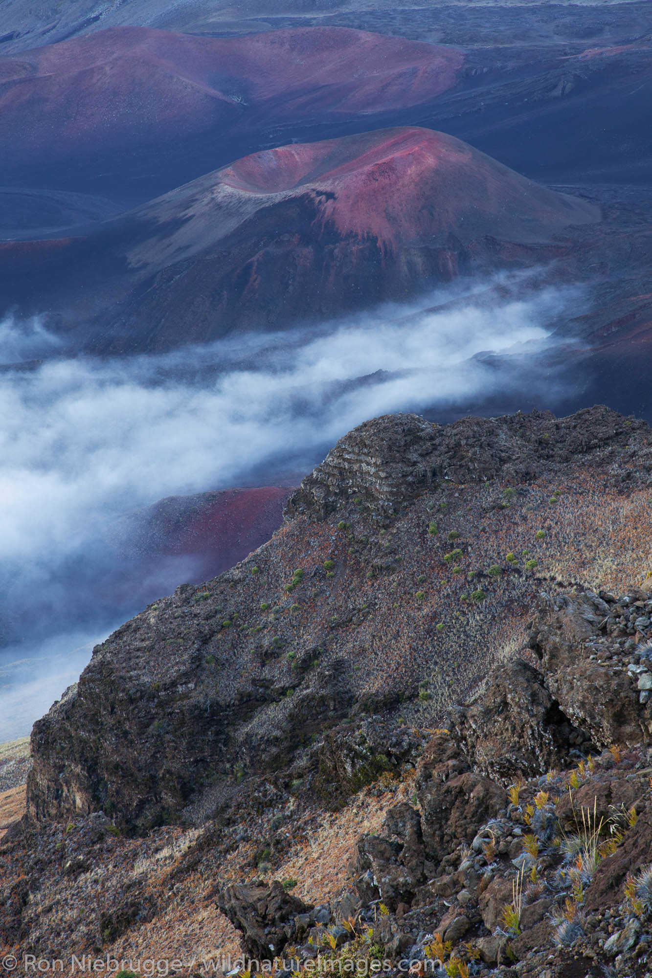 Sunset from near the top of Haleakala, Haleakala National Park, Maui, Hawaii.