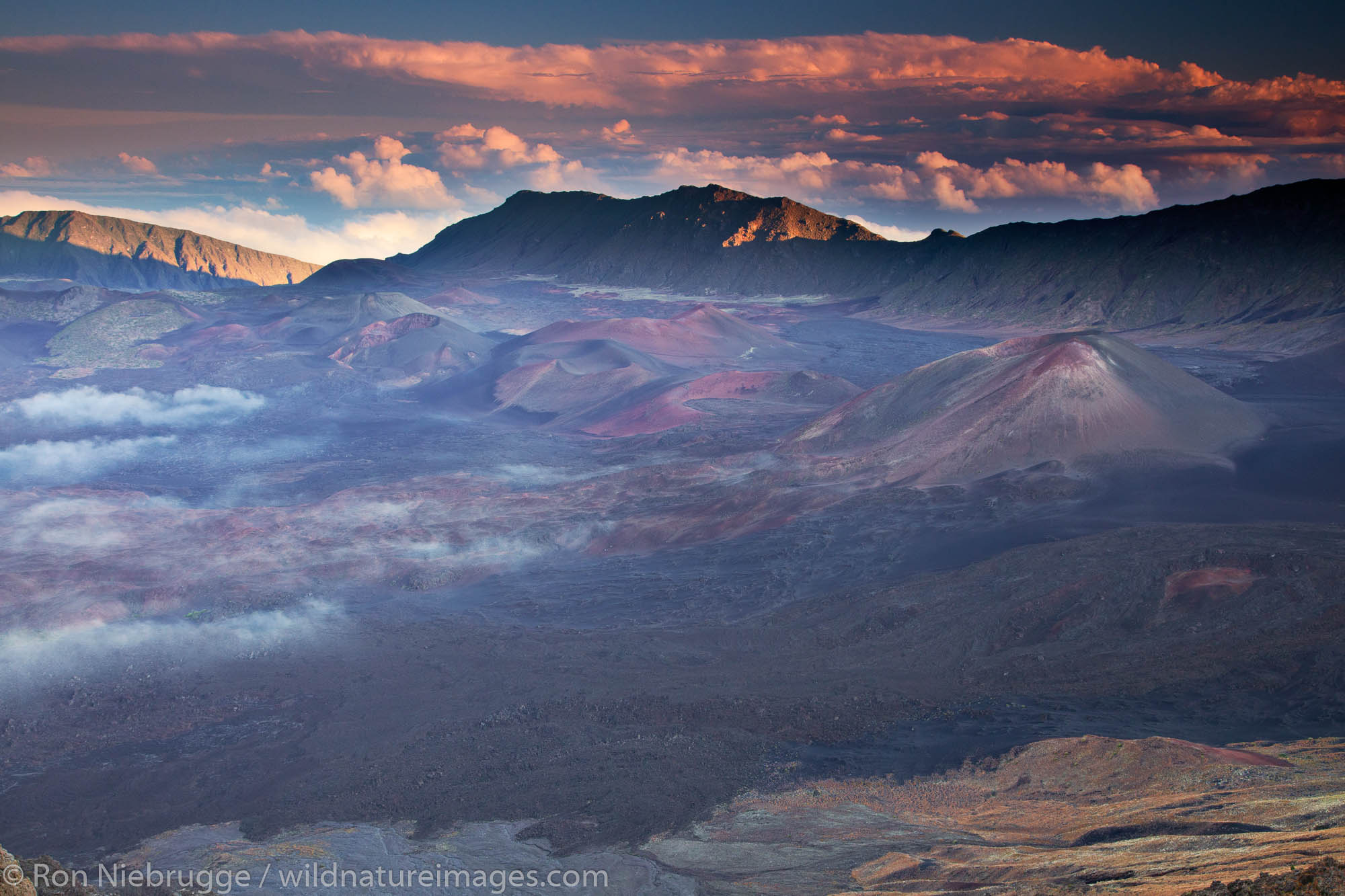 Sunset from near the top of Haleakala, Haleakala National Park, Maui, Hawaii.