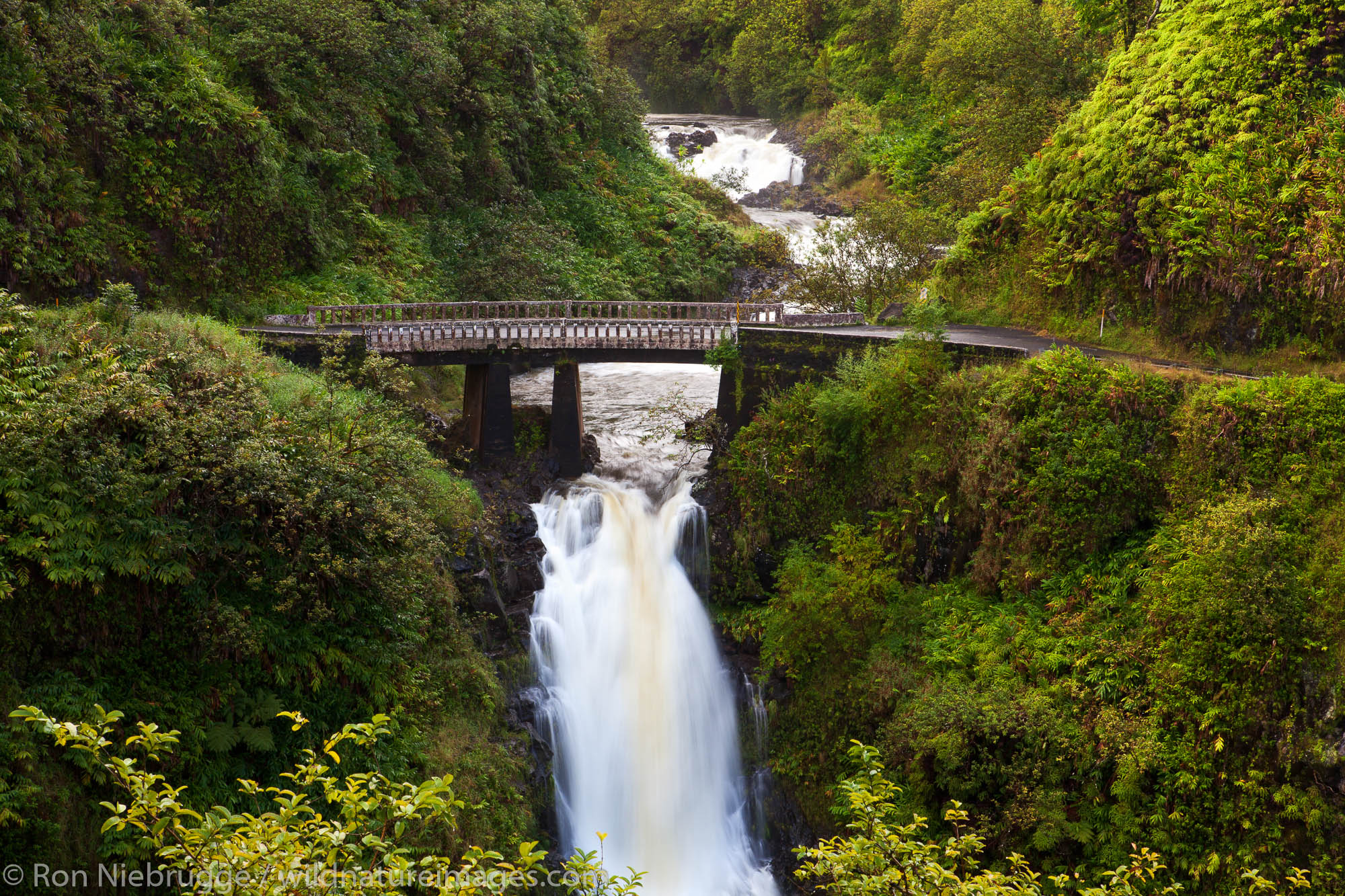 Waterfall along the Hana Highway, near Hana, Maui, Hawaii.