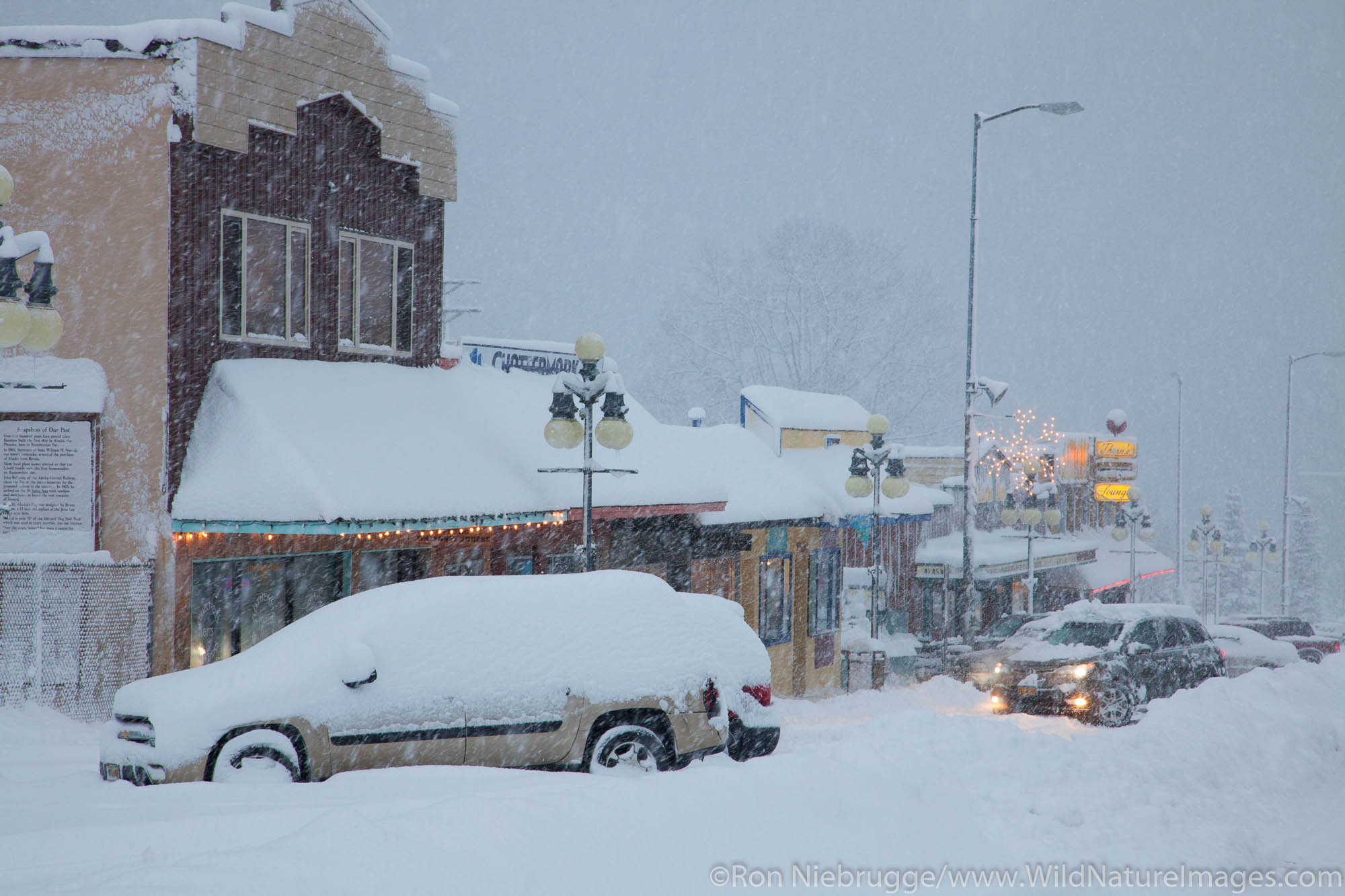 Downtown during a winter storm, Seward, Alaska.