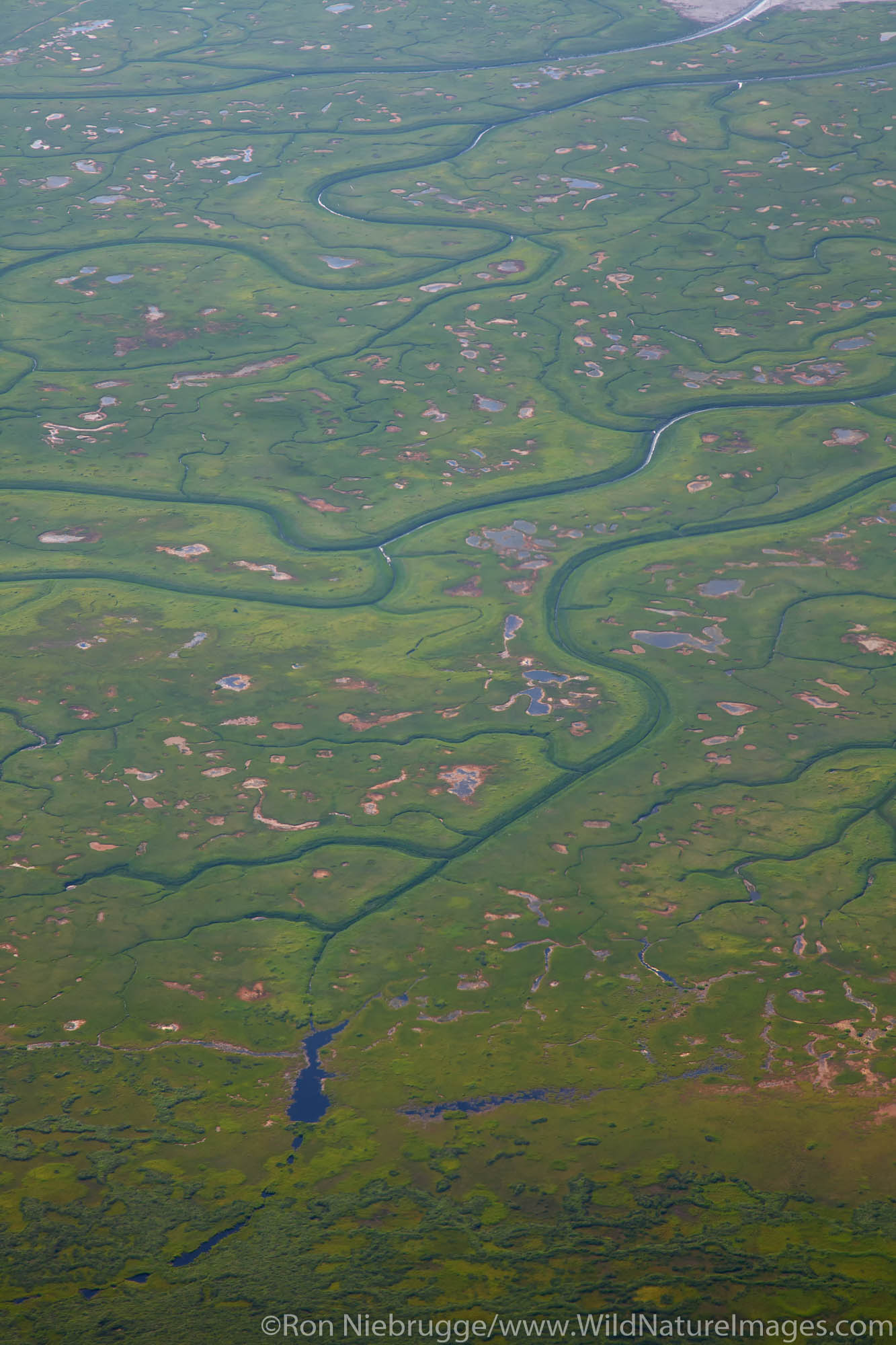 Aerial view of patterns along Cook Inlet, Alaska.