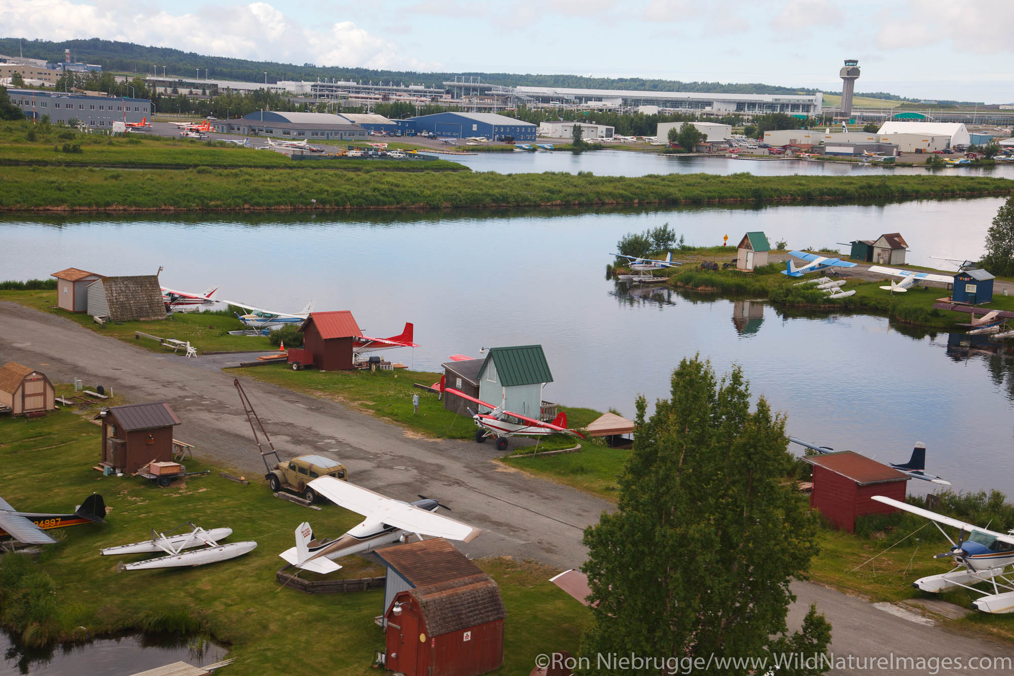 Aerial of Lake Hood, Anchorage, Alaska.