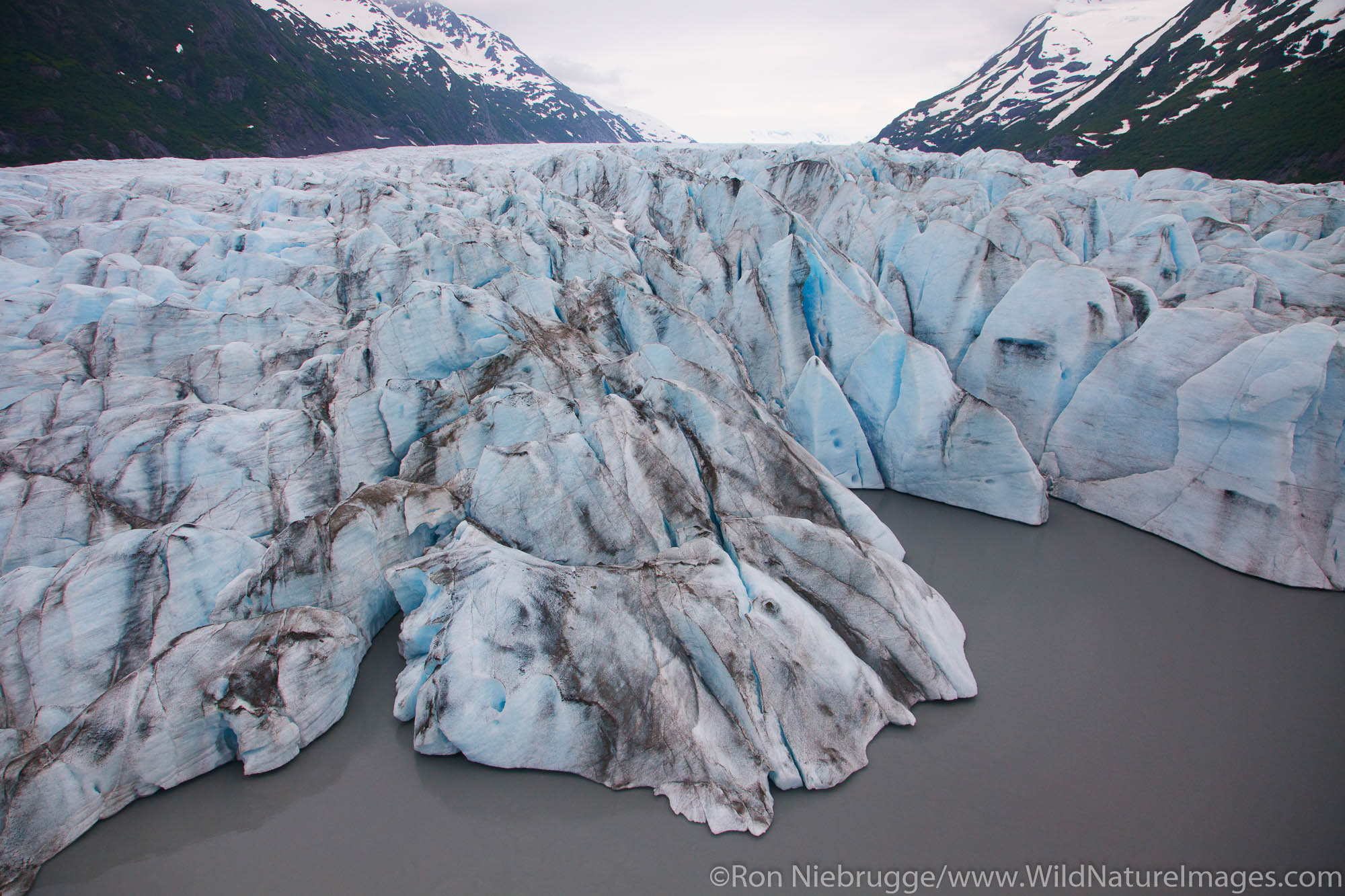 Aerial of Spencer Glacier, Chugach National Forest, Alaska.