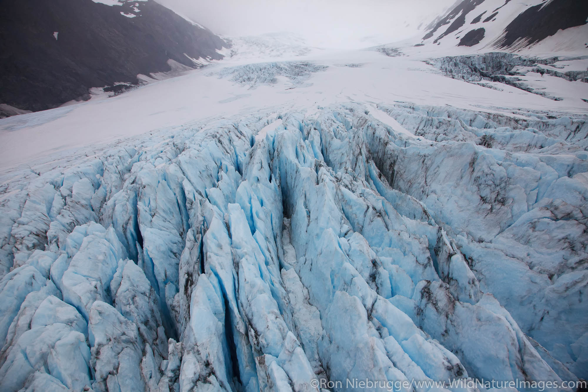 Aerial Twentymile Glacier, Chugach National Forest, Alaska.