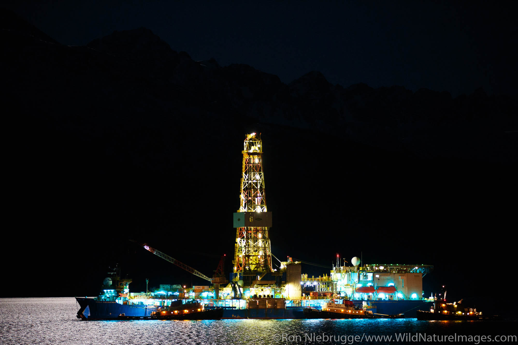 Shell drilling rig Noble Discovery, Resurrection Bay, Seward, Alaska.